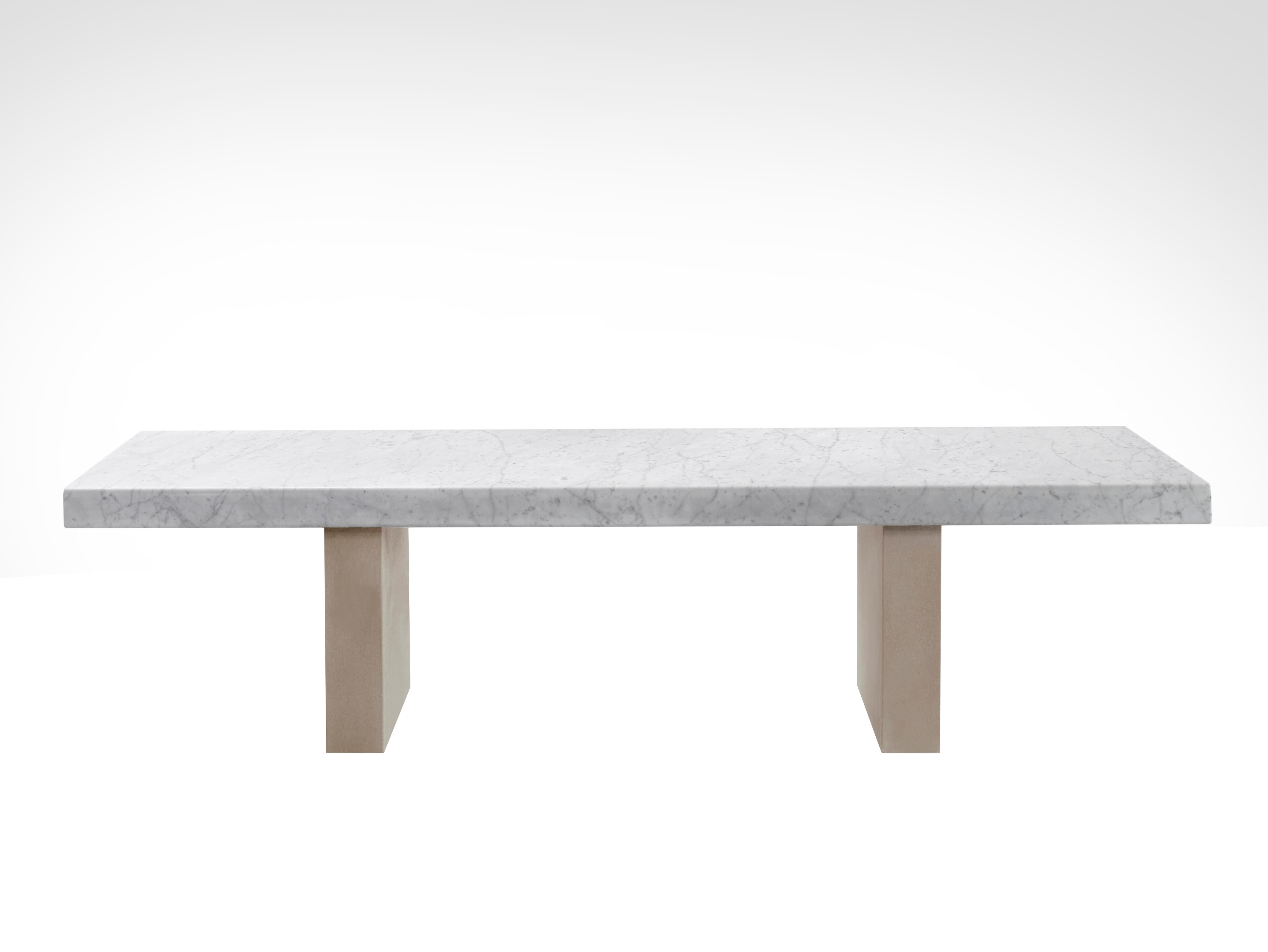 Salvatori Span Outdoor Dining Table in Bianco Carrara and Avana by John Pawson For Sale