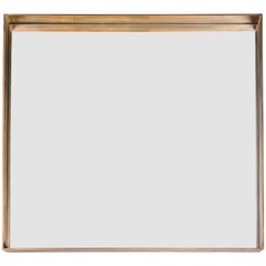 Salvatori Square Quadro Mirror with Deep Frame in Burnished Brass