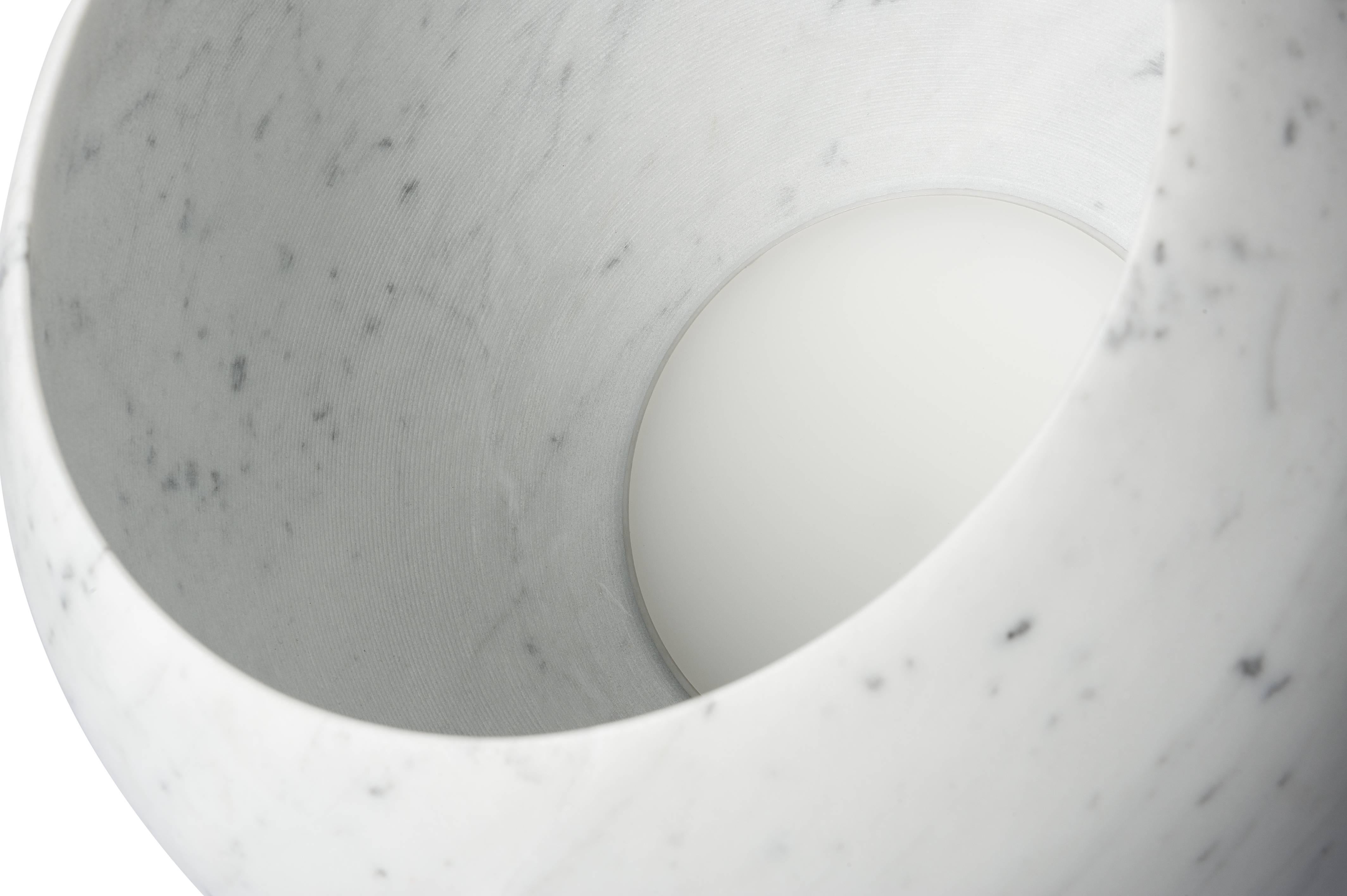 Italian Salvatori Urano Spherical Floor Lamp 50 in Bianco Carrara Marble by Elisa Ossino For Sale