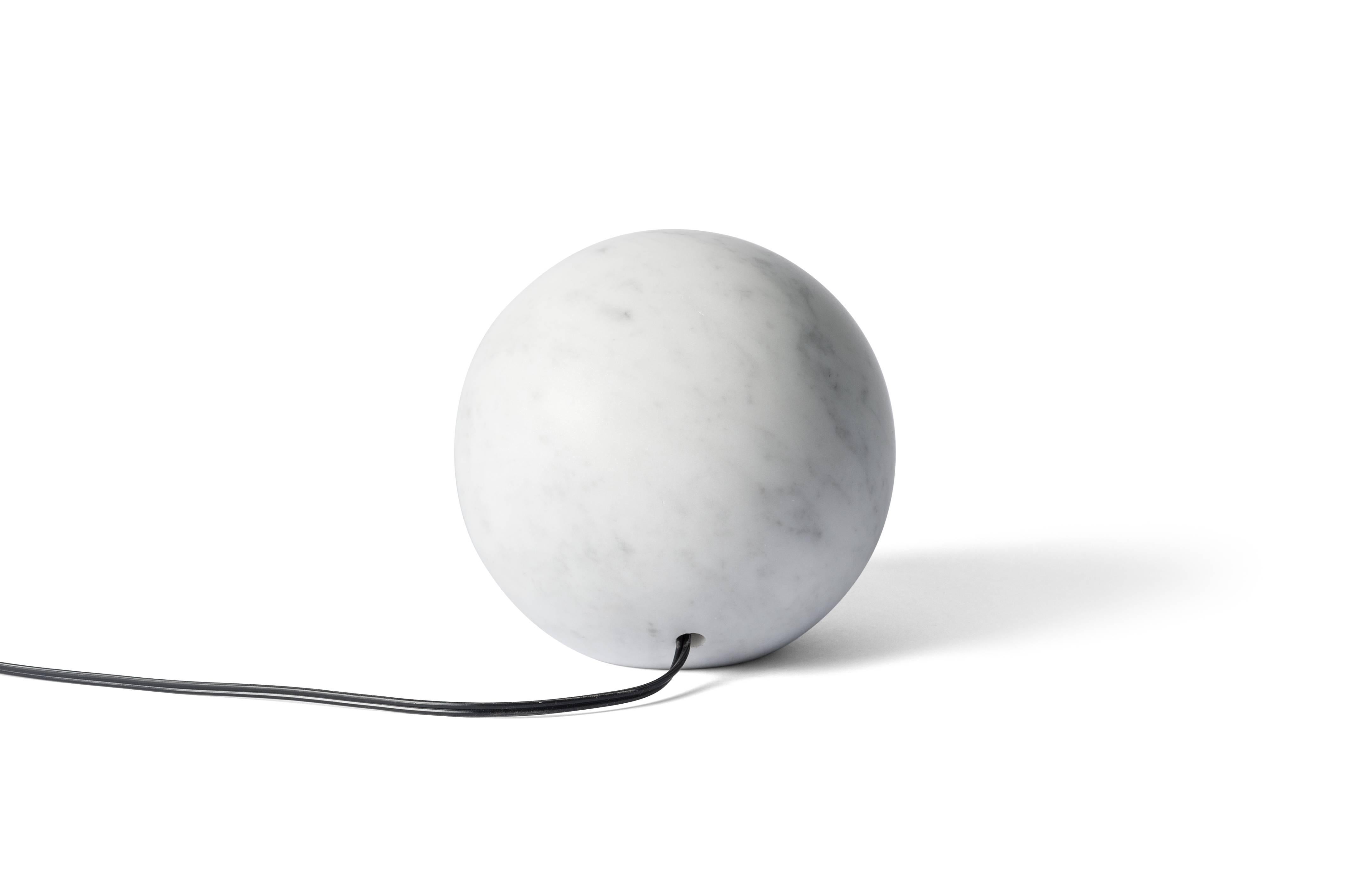 Italian Salvatori Urano Spherical Table Lamp 18 in Bianco Carrara Marble by Elisa Ossino For Sale