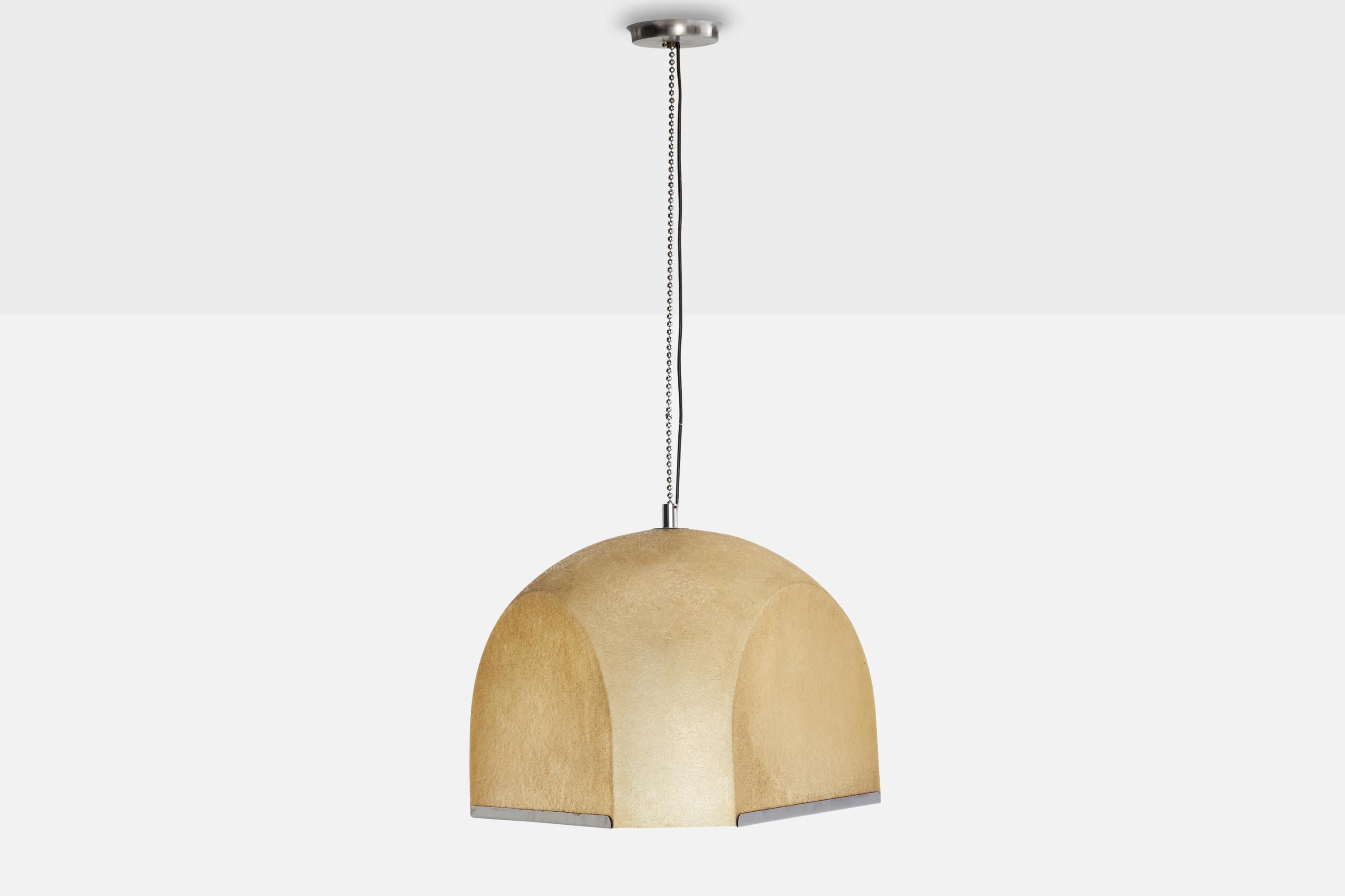Italian Salvatorre Gregorietti, Pendant Light, Metal, Fiberglass, Italy, 1960s For Sale