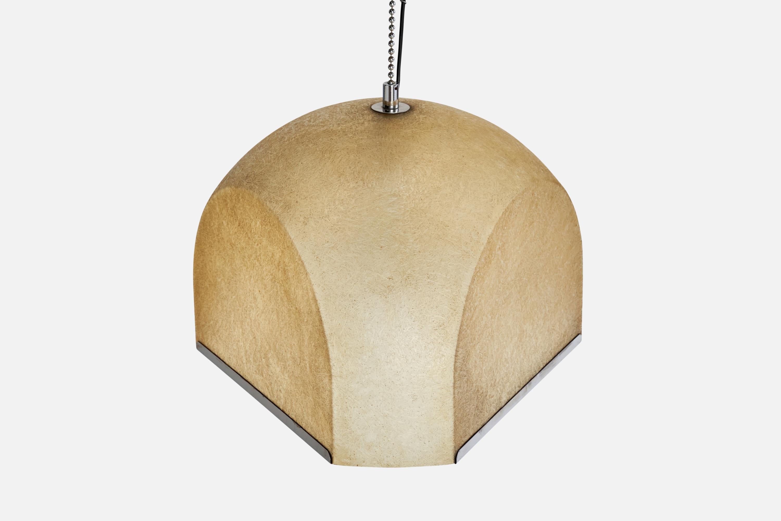 Salvatorre Gregorietti, Pendant Light, Metal, Fiberglass, Italy, 1960s In Good Condition For Sale In High Point, NC