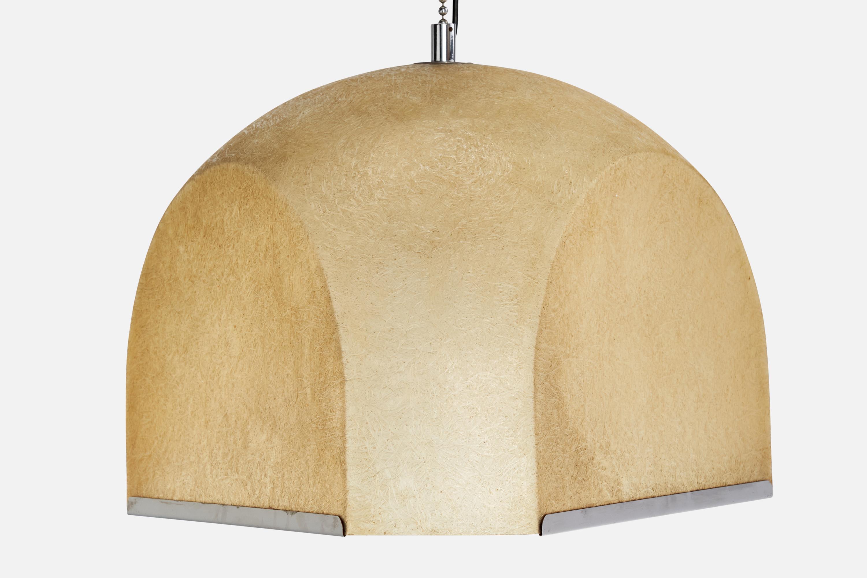 Mid-20th Century Salvatorre Gregorietti, Pendant Light, Metal, Fiberglass, Italy, 1960s For Sale