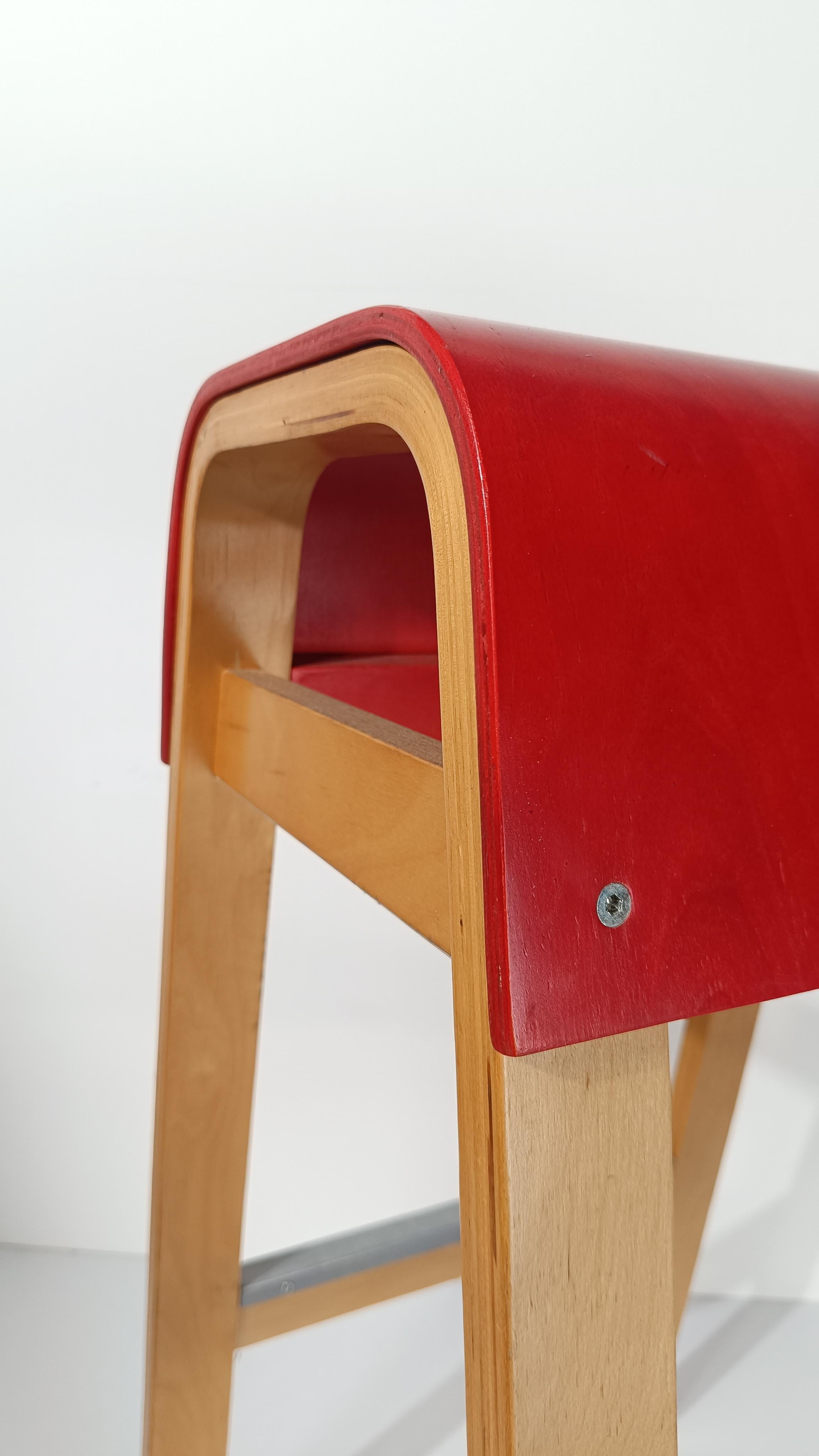 Tabourets de bar Salve par Ehlén Johanssonv pour IKEA en contreplaqué naturel et rouge, années 90 en vente 4