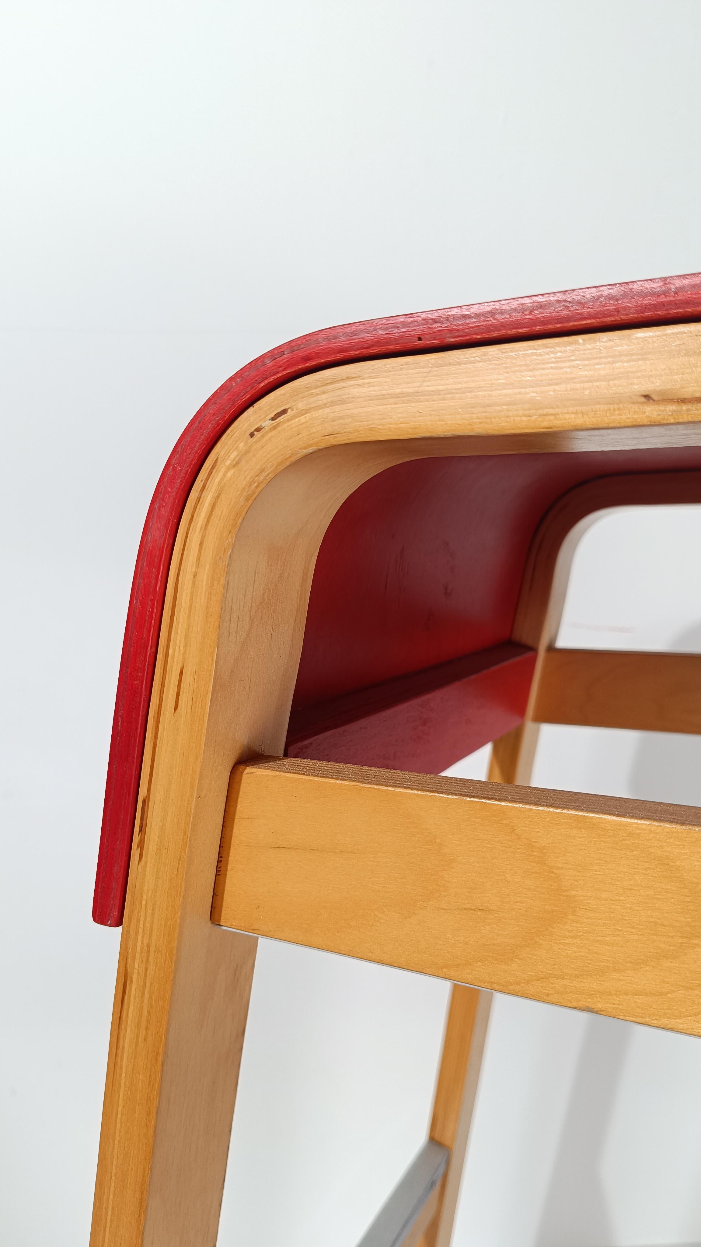 Tabourets de bar Salve par Ehlén Johanssonv pour IKEA en contreplaqué naturel et rouge, années 90 en vente 2