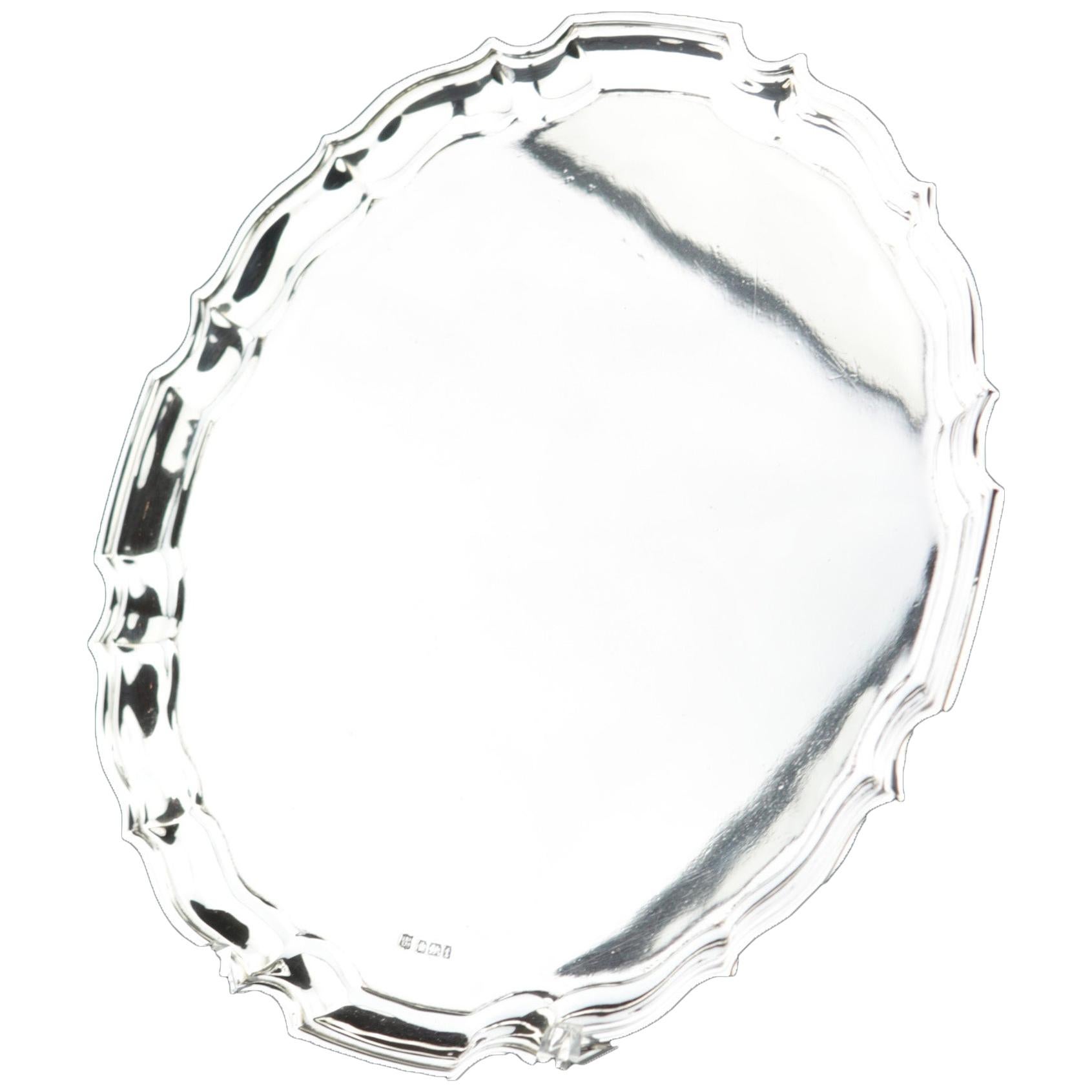 Salver Tray 925/- Sterling Silver, Great Britain, Sheffield 1911, Hallmarked For Sale