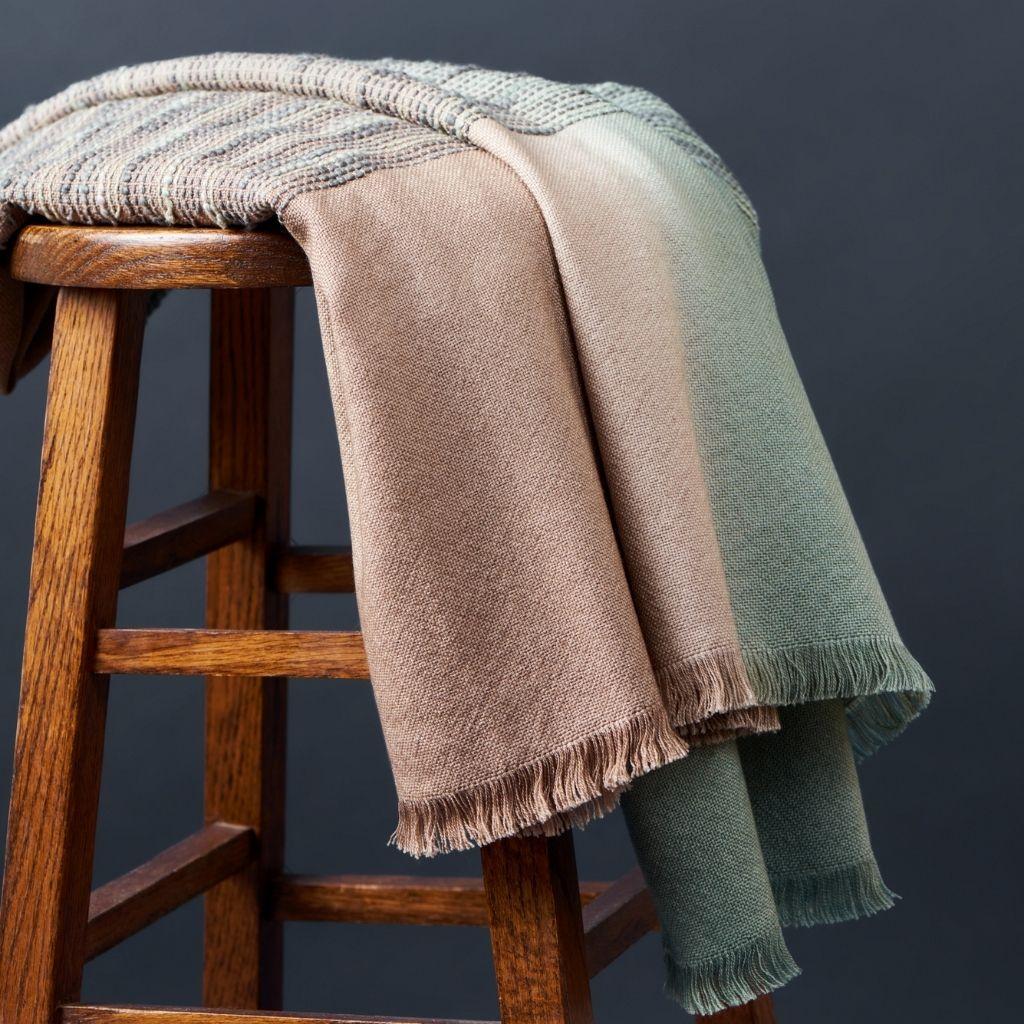 Salvia Handloom Throw / Blanket Ombre Dyed in Merino For Sale 3