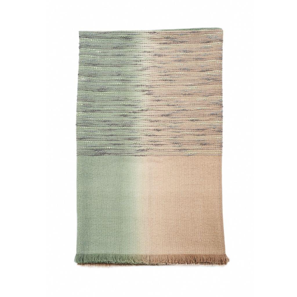 Salvia Queen Coverlet / Bedspread Hand-woven Artisanal Ombre Dyed in Soft Merino For Sale 11