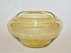 Salviati 1970s Italian Vintage Organic Amber Gold Murano Art Glass Bowl