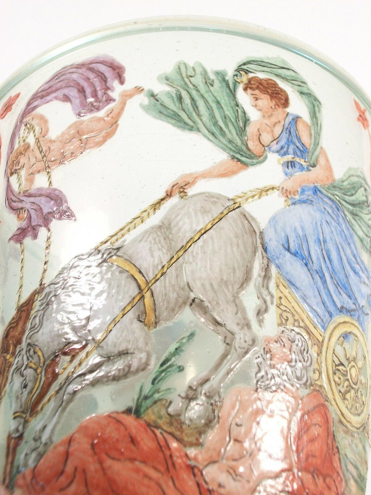 Ancienne urne en verre vénitien peinte à la main de Salviati, Italie, début du XXe siècle en vente 1