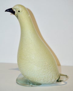Salviati Attributed 1960s Italian Vintage Yellow Gold Sommerso Murano Glass Bird
