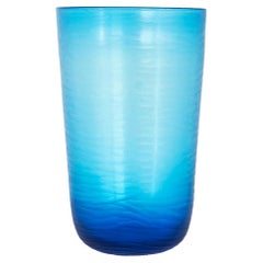Salviati 'Battuto' Carved Blue Murano Art Glass Vase 1960s