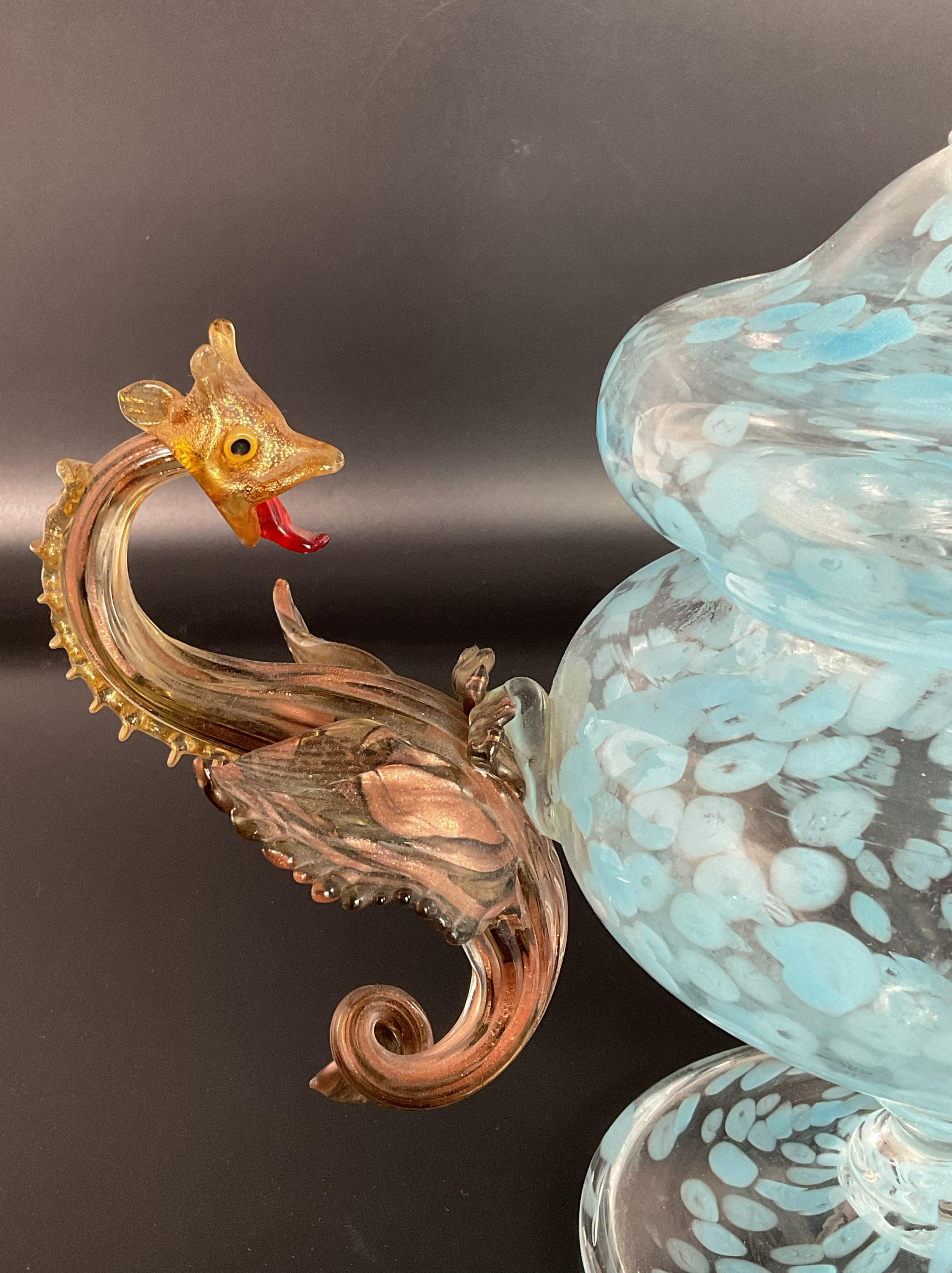 Salviati, Blown Glass Cup with Lid - Murano, early 20th century In Excellent Condition For Sale In Spinea, Veneto