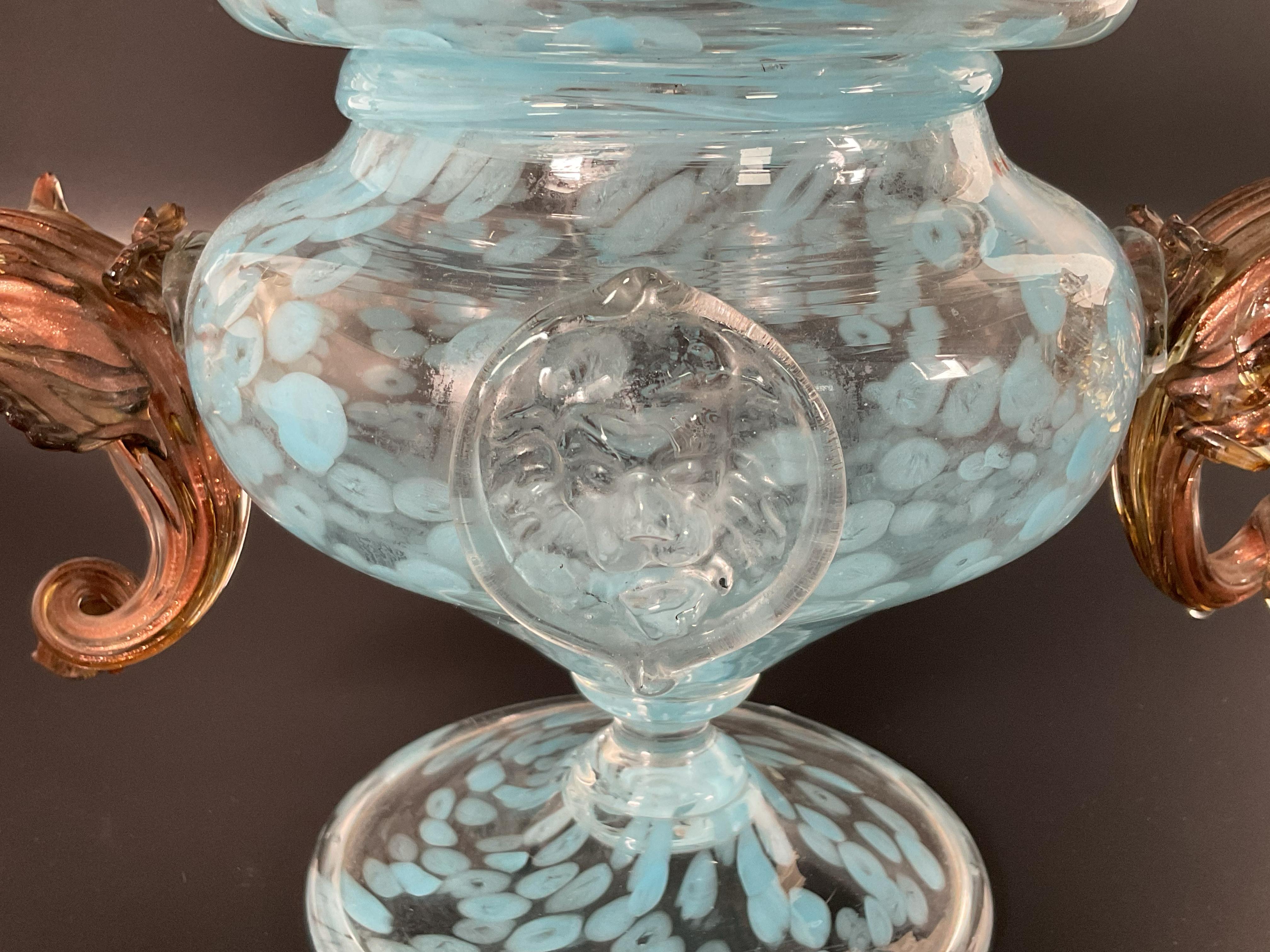Murano Glass Salviati, Blown Glass Cup with Lid - Murano, early 20th century For Sale
