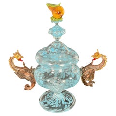 Salviati, coupe en verre soufflé avec couvercle - Murano, début du 20e siècle