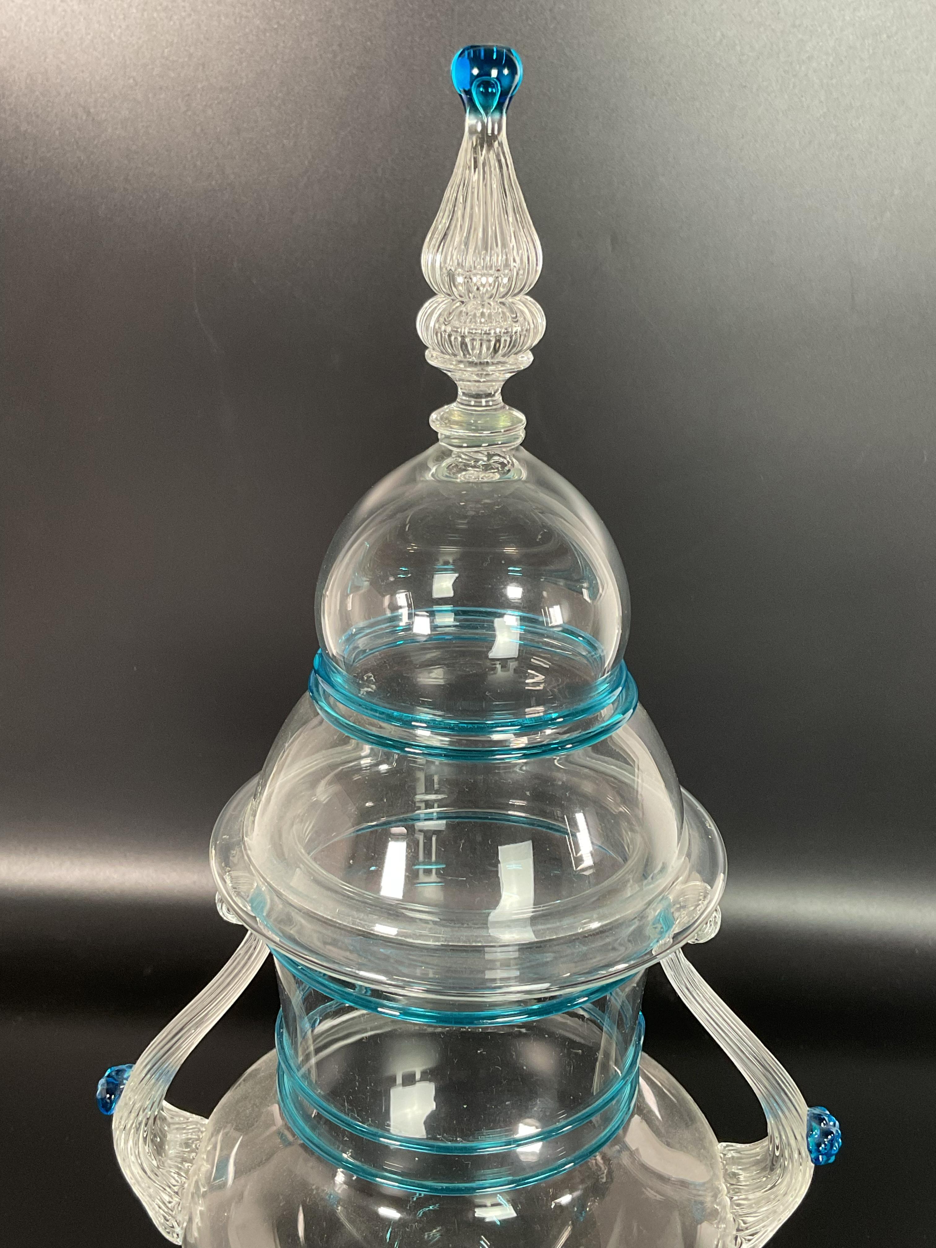 Italian Salviati, Blown Glass Cup with Lid - Murano, 20th Century For Sale