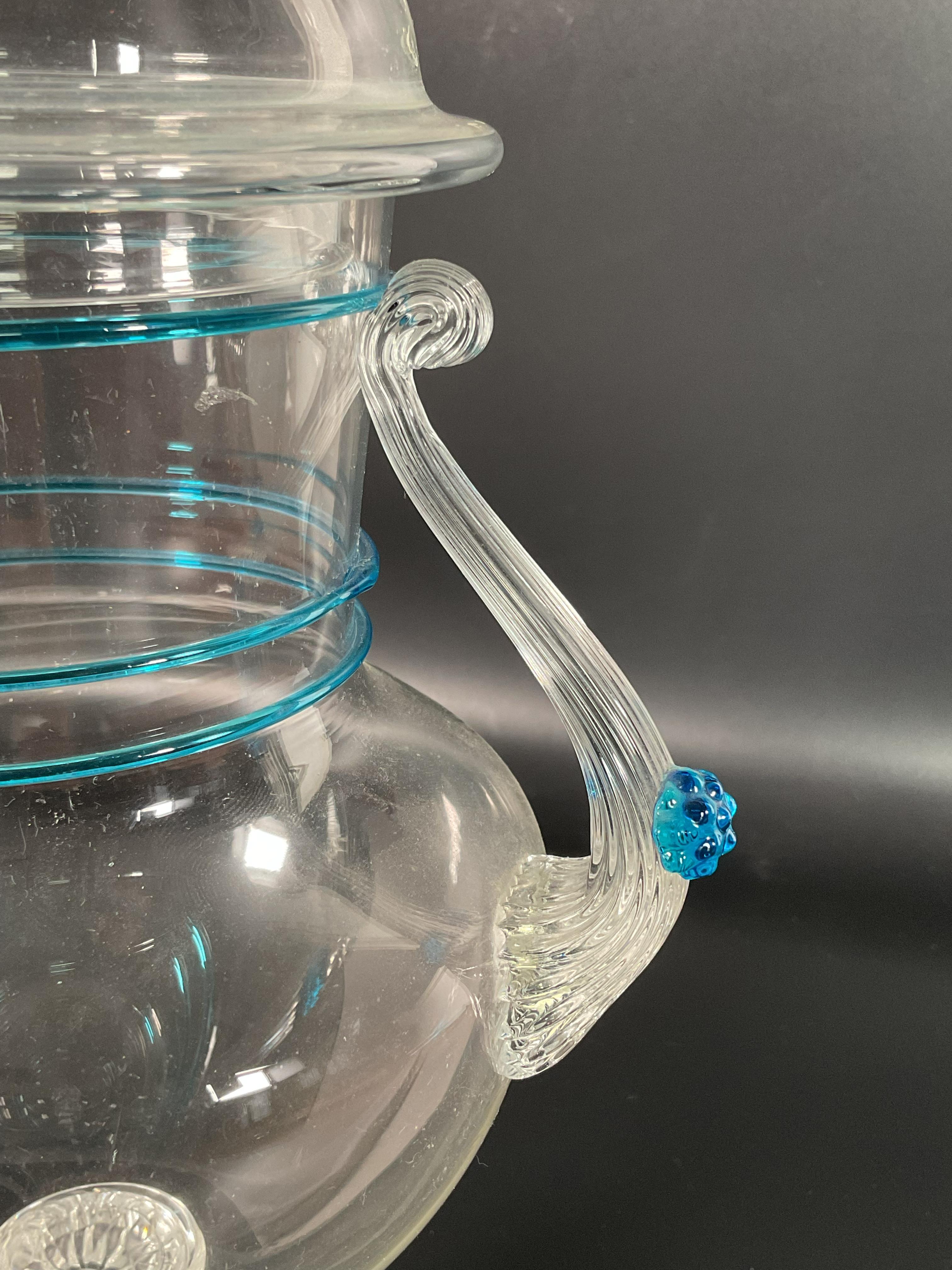 Salviati, Blown Glass Cup with Lid - Murano, 20th Century In Excellent Condition For Sale In Spinea, Veneto