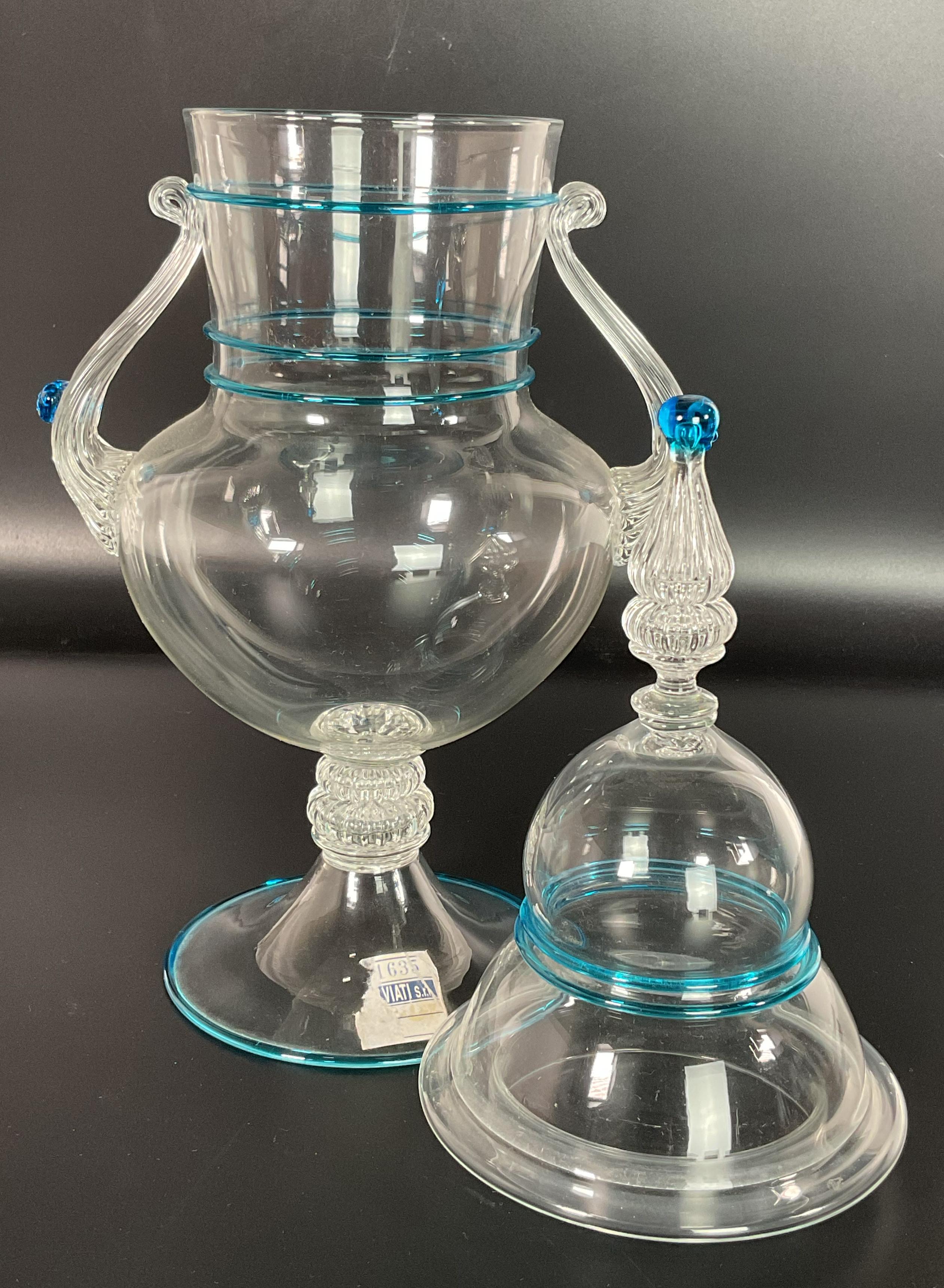 Salviati, Blown Glass Cup with Lid - Murano, 20th Century For Sale 2