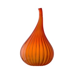 Salviati Drops Large Glass Vase in Orange by Renzo Stellon