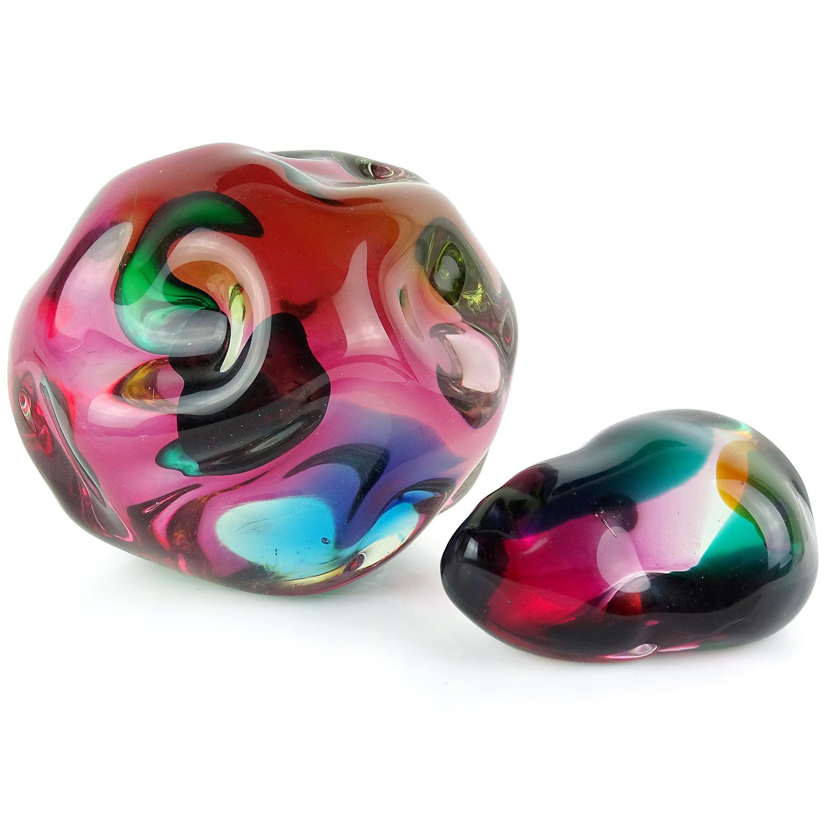 Salviati Gaspari Murano Multicolor Biomorphic Rock Italian Art Glass Paperweight 2