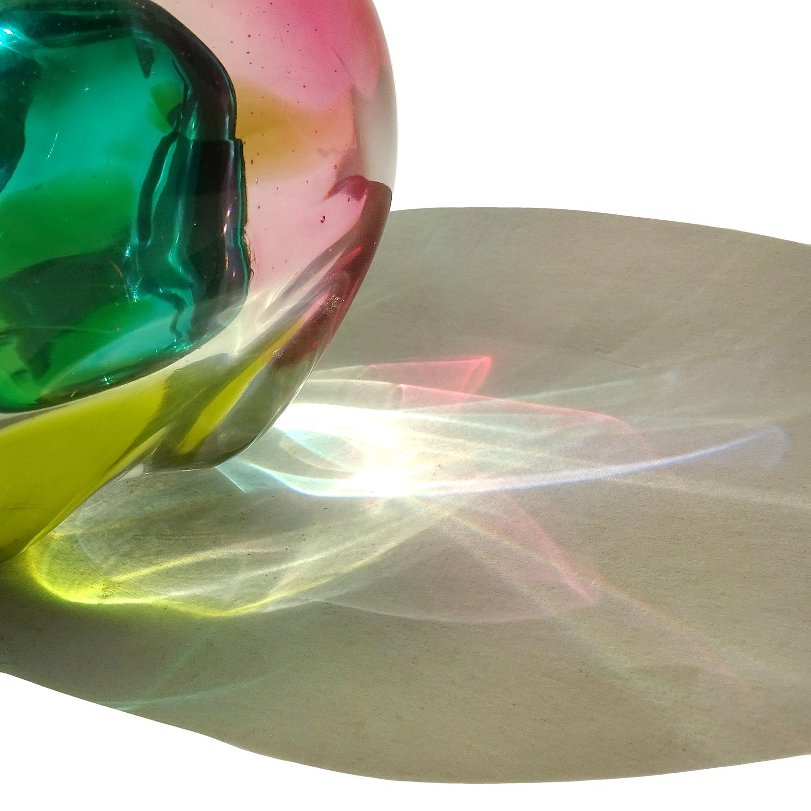 20th Century Salviati Gaspari Murano Multi-Color Biomorphic Rock Italian Art Glass Sculpture