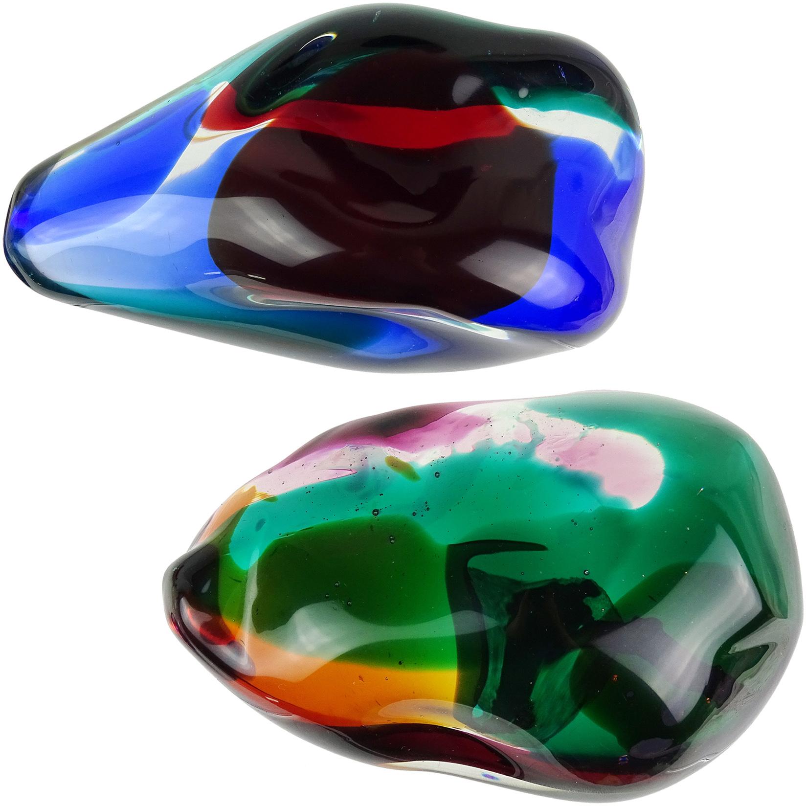 Salviati Gaspari Murano Multi-Color Biomorphic Rock Italian Art Glass Sculpture 2