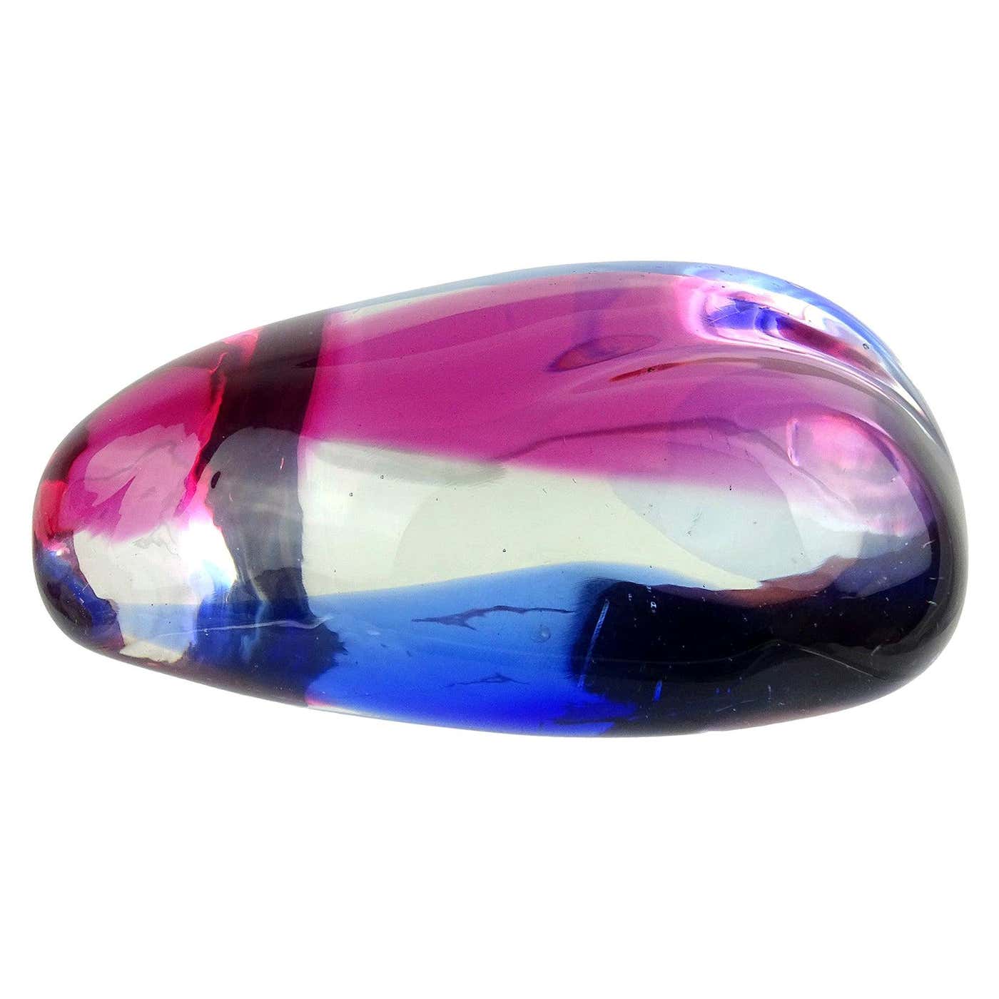 Salviati Gaspari Murano Pink Blue Biomorphic Rock Italian Art Glass ...