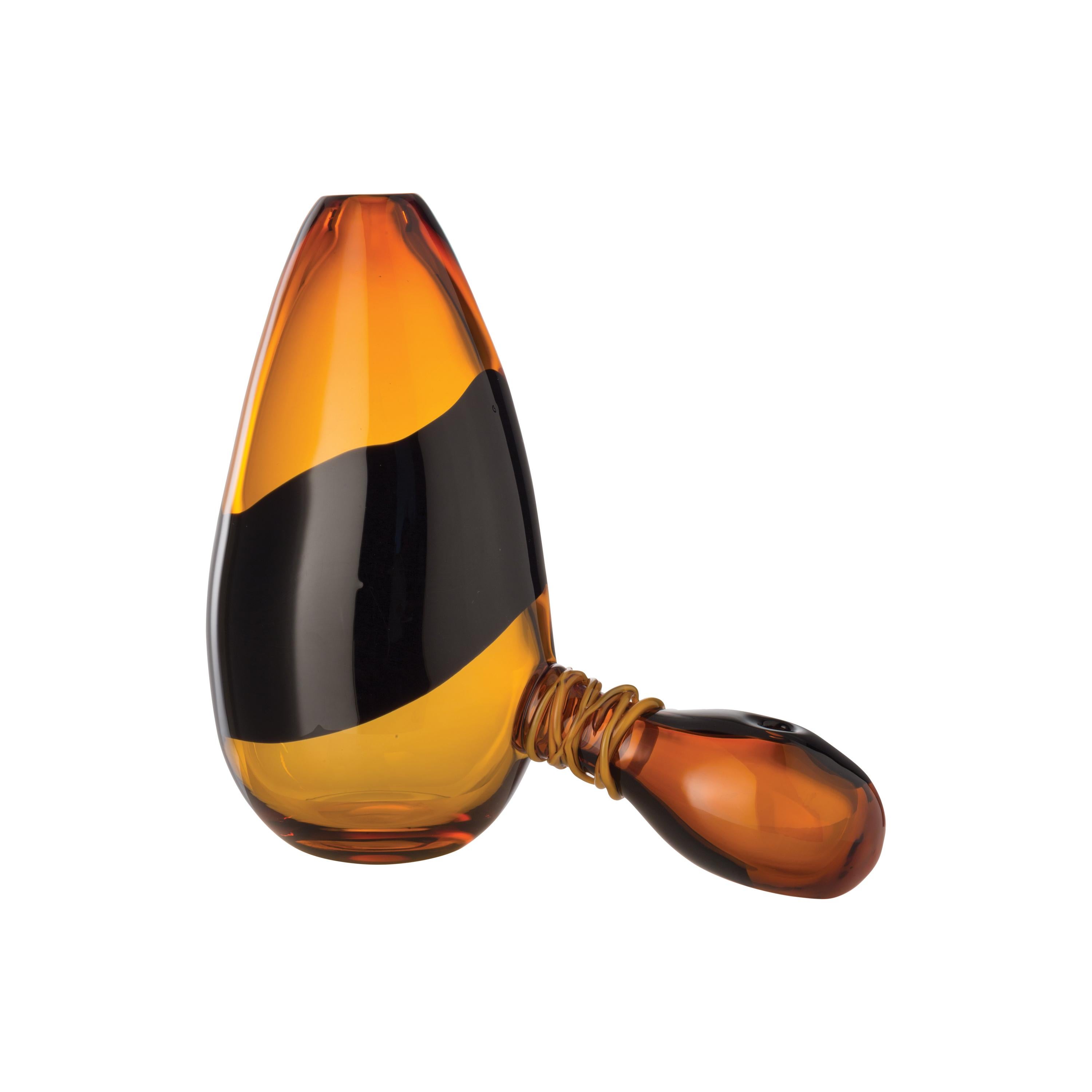 Salviati Helios Glass Vase in Caramel by Luciano Gasperi For Sale
