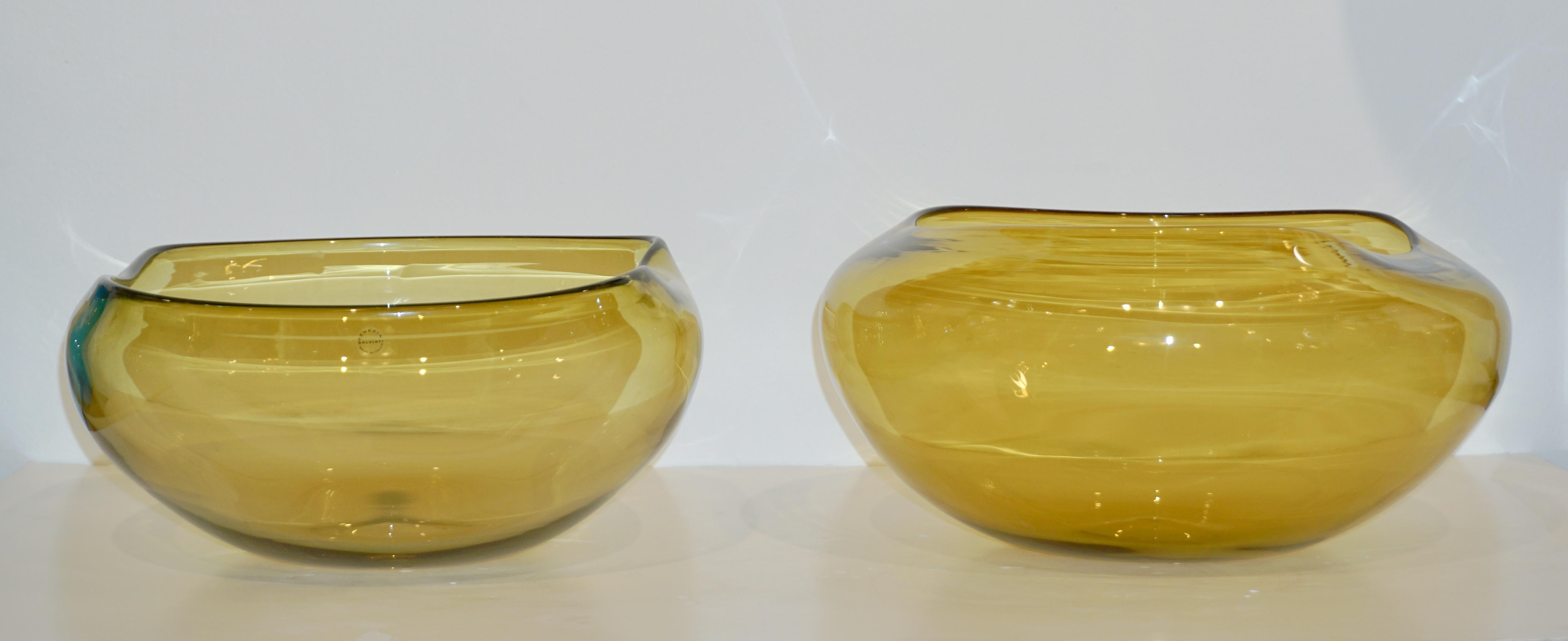 Salviati Italian Organic Amber Gold Murano Art Glass Centerpiece, 1970s 3