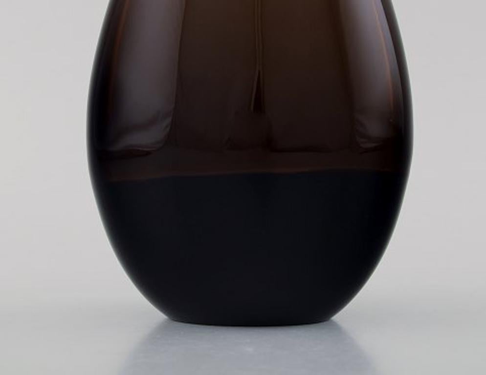 Italian Salviati, Italy, Drop Shaped Vase in Mocha Brown Mouth Blown Art Glass