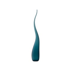 Salviati Large Aria Vase in Satin Teal Glass by Renzo Stellon