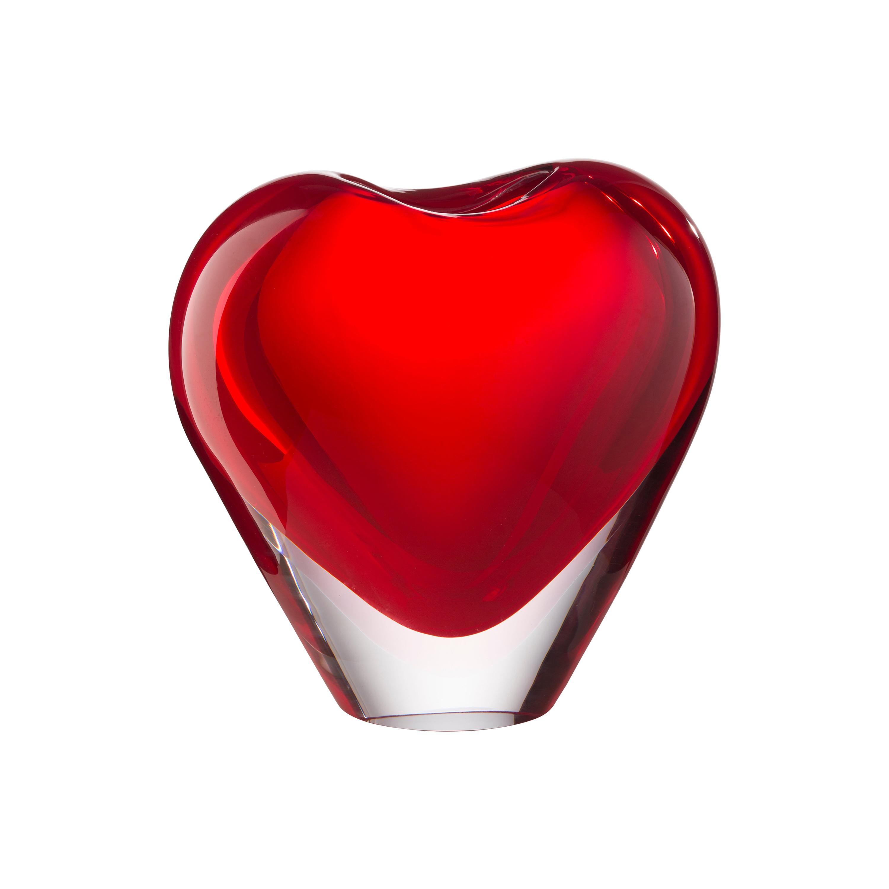Salviati Large Cuore Vase in Red Glass by Maria Christina Hamel For Sale