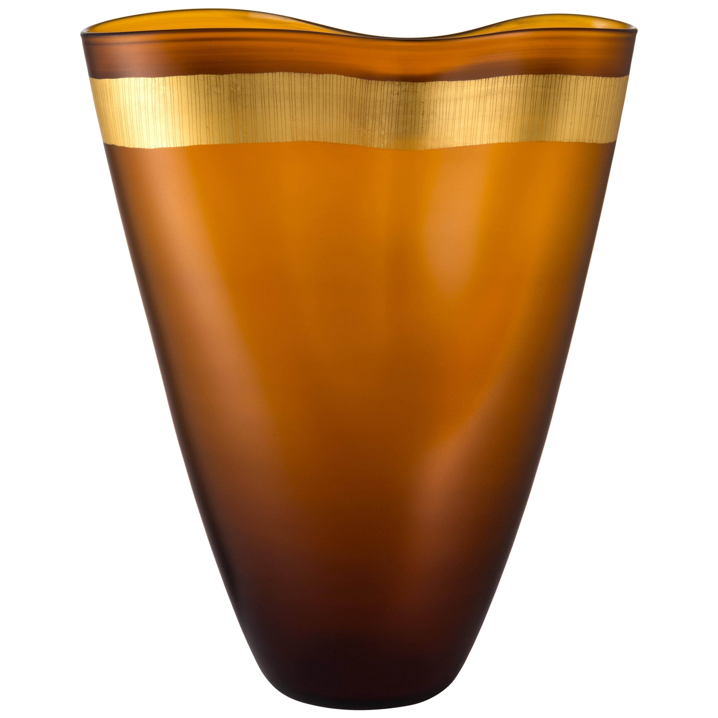 Salviati Large Pizzicati Vase in Brown by Norberto Morett For Sale