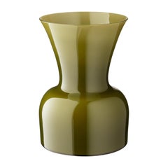 Salviati Medium Daisy Profili Vase in Olive Green by Anna Gili