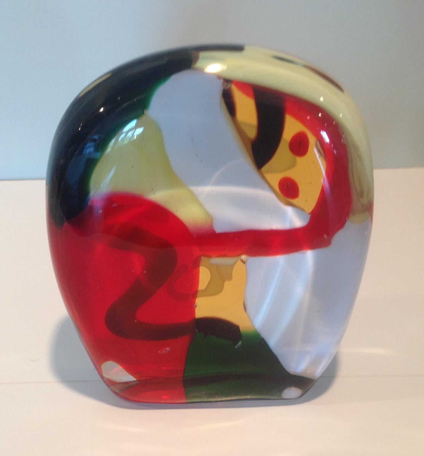 Original abstract Murano art glass sculpture by Salviati.