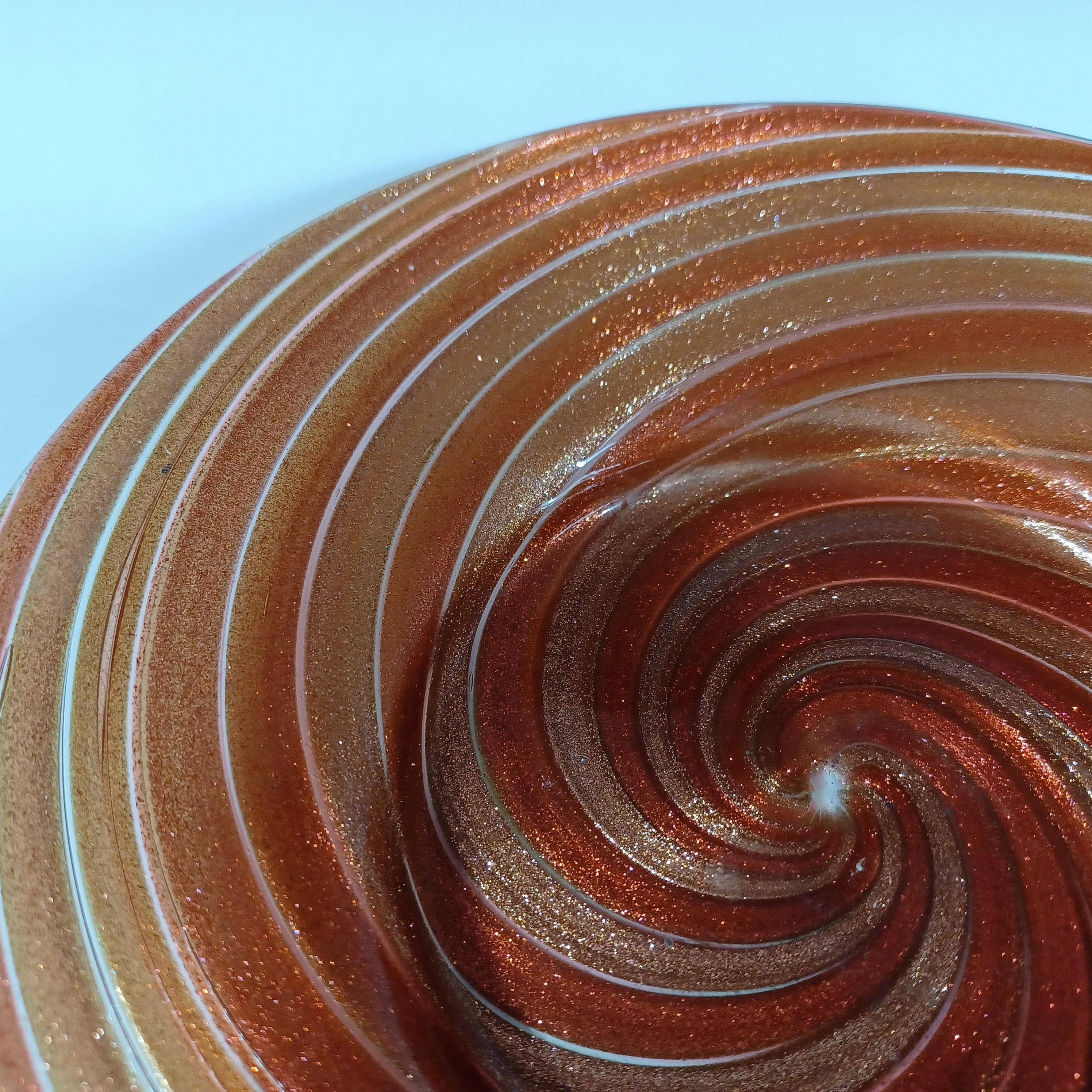 italien Salviati Murano Cuivre Aventurine Verre Vintage Assiette/plat en vente