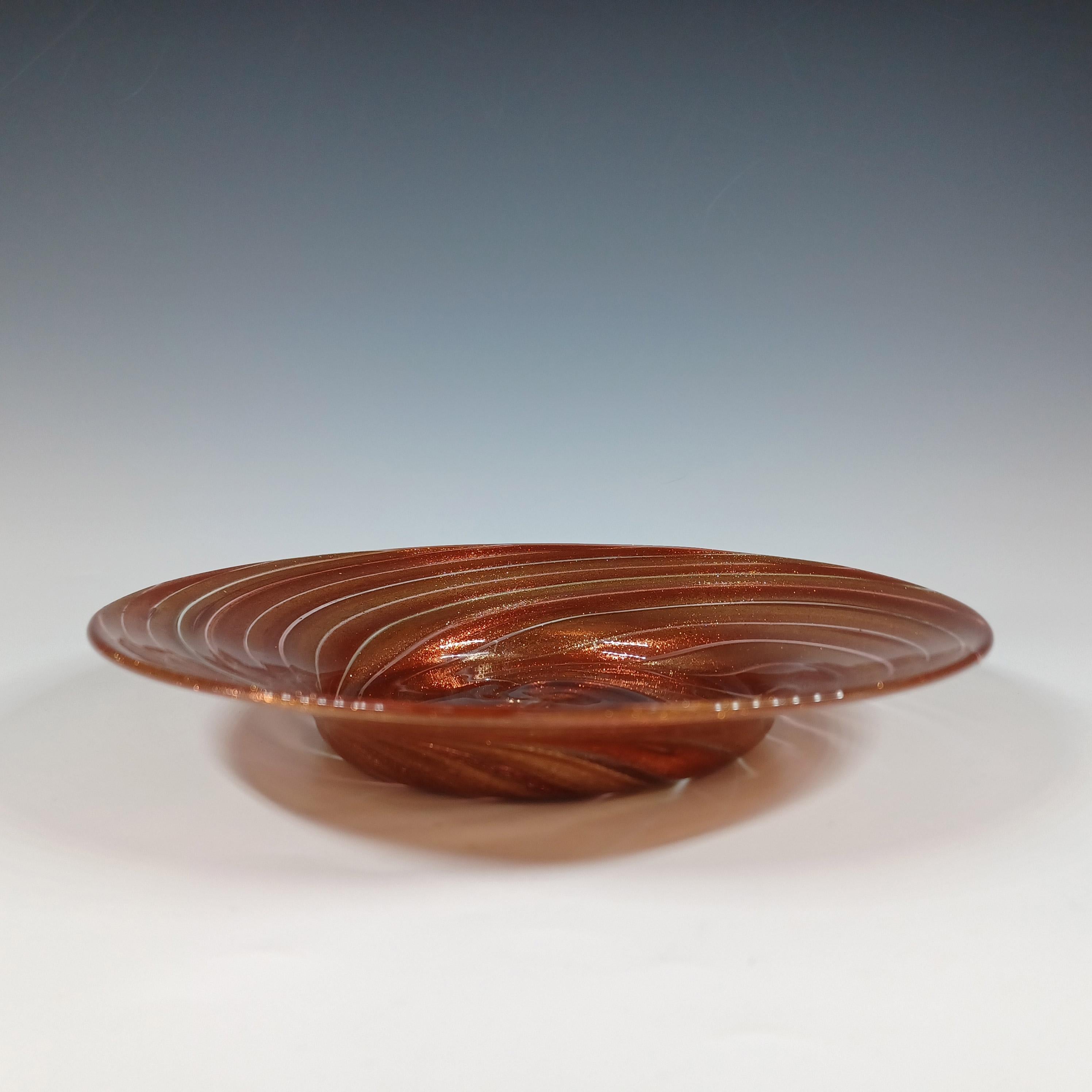 Fait main Salviati Murano Cuivre Aventurine Verre Vintage Assiette/plat en vente