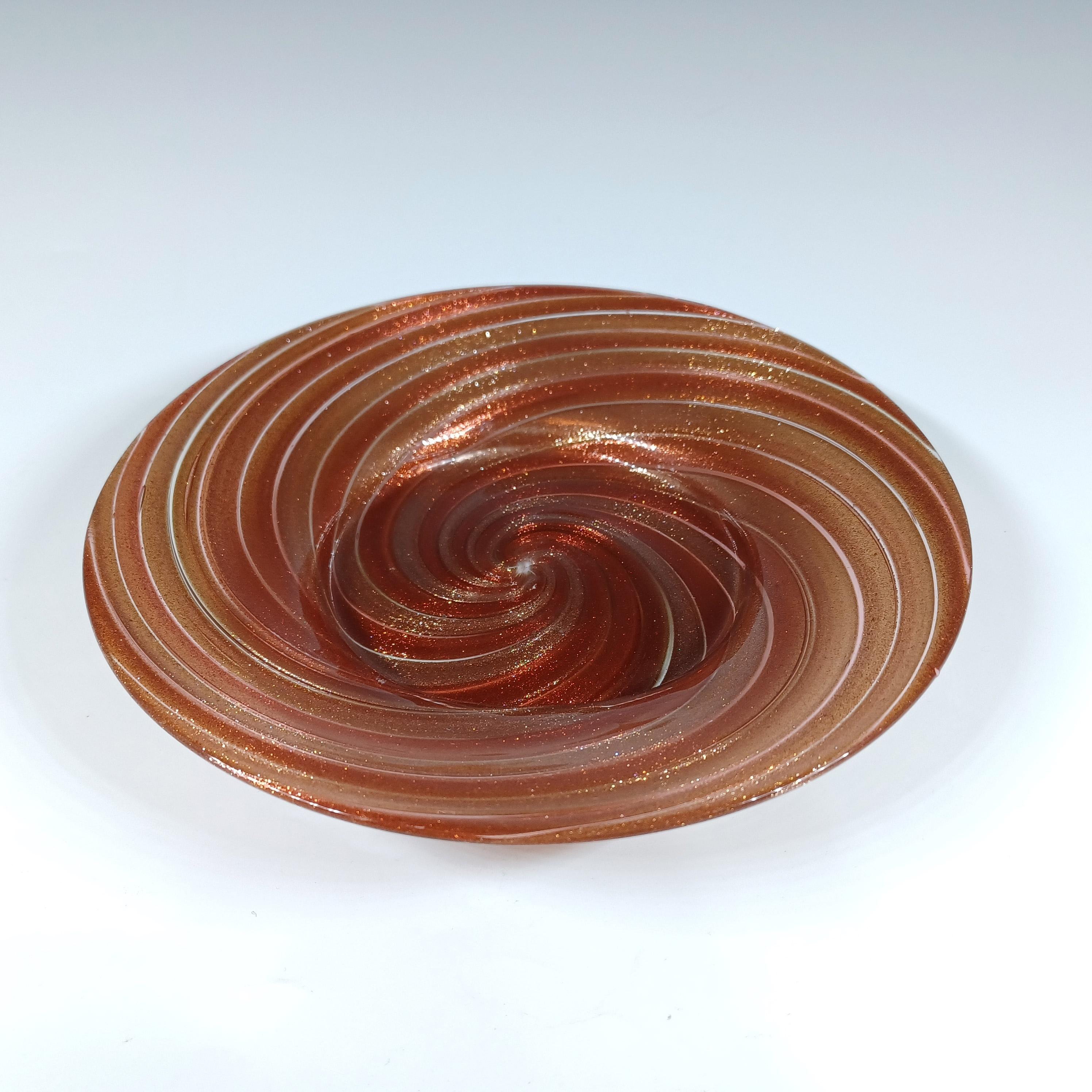 20ième siècle Salviati Murano Cuivre Aventurine Verre Vintage Assiette/plat en vente
