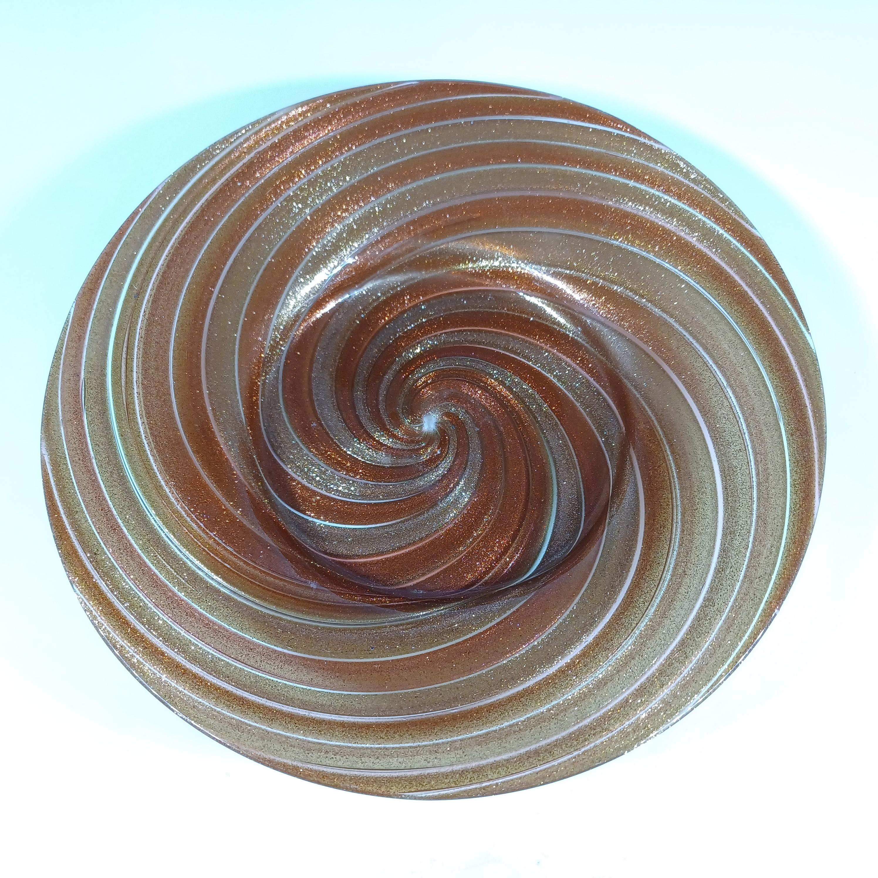 Salviati Murano Cuivre Aventurine Verre Vintage Assiette/plat en vente 1