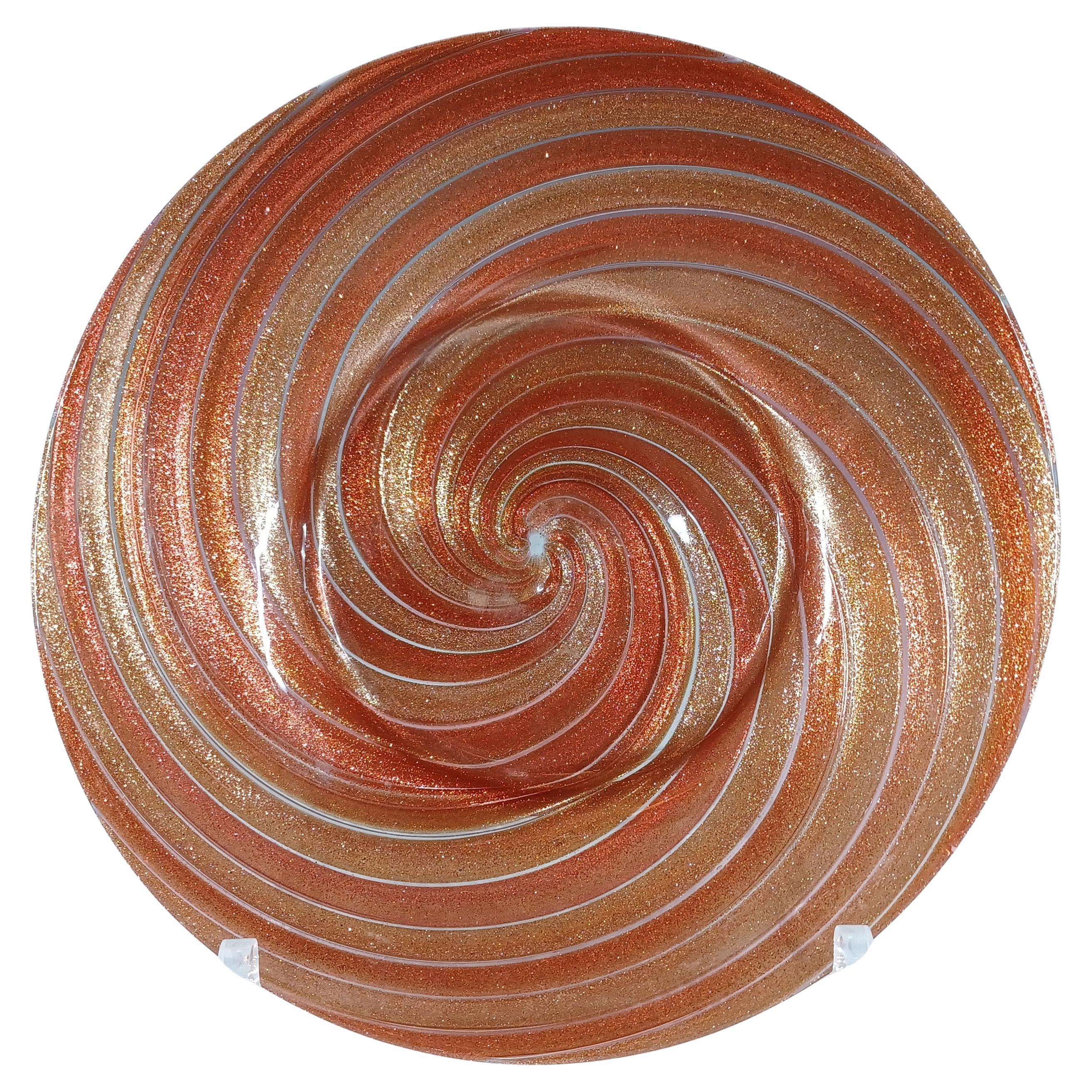 Salviati Murano Copper Aventurine Vintage Glass Plate/Dish