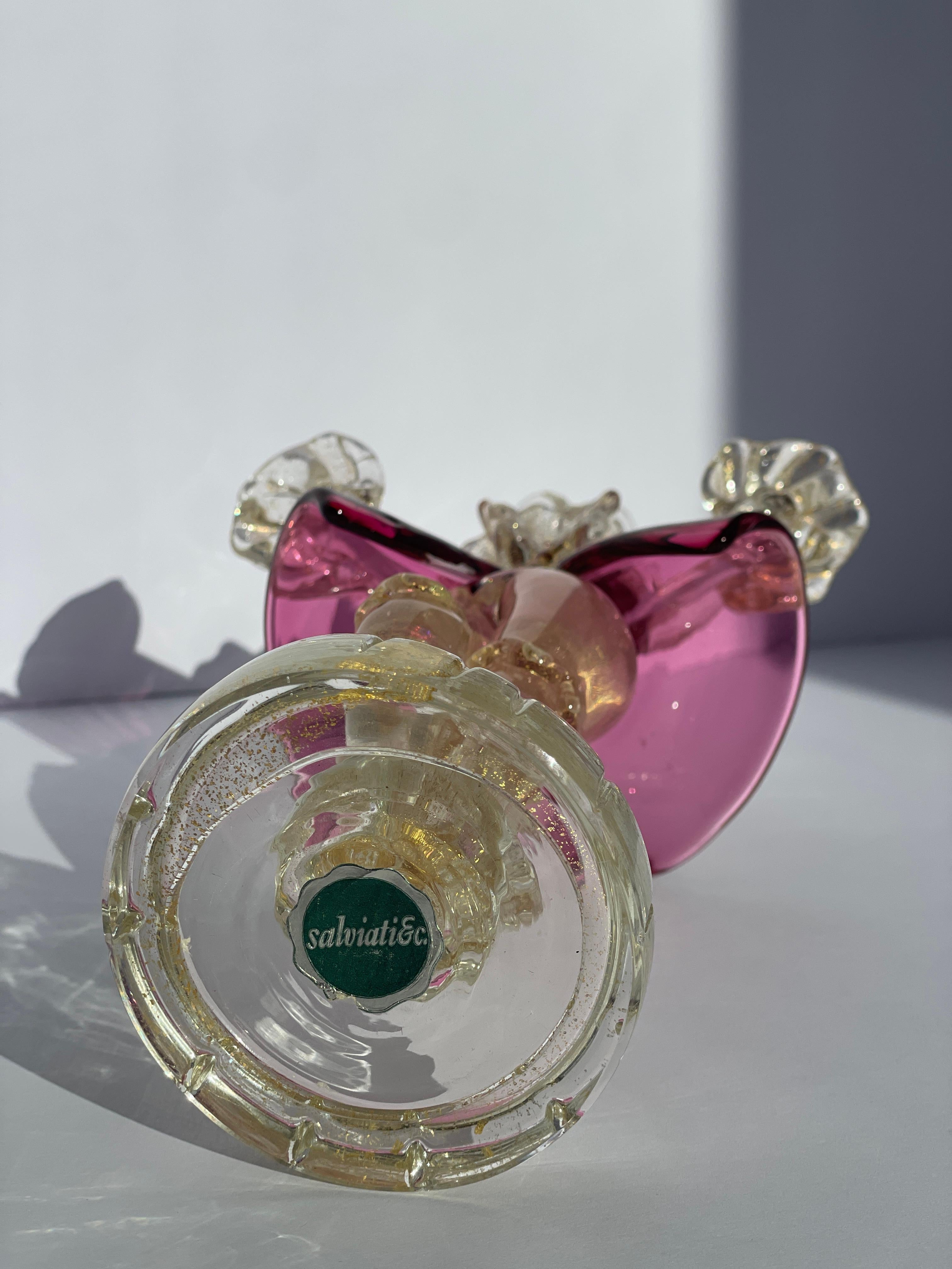 Salviati Cristal de Murano Siglo XVII Figura Hombre Hoja de Oro Arándano Italia en venta 2