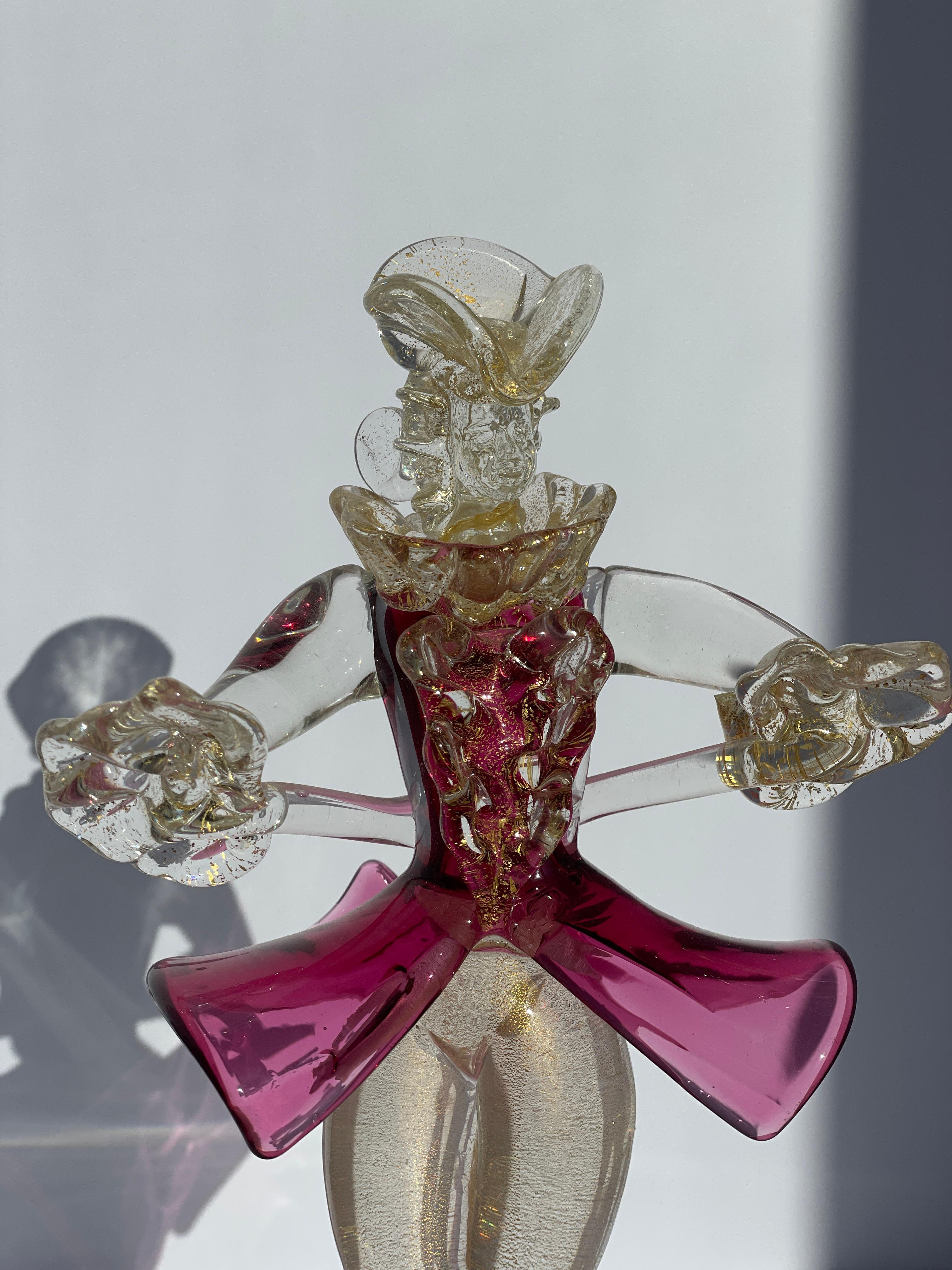 Salviati Cristal de Murano Siglo XVII Figura Hombre Hoja de Oro Arándano Italia en venta 1