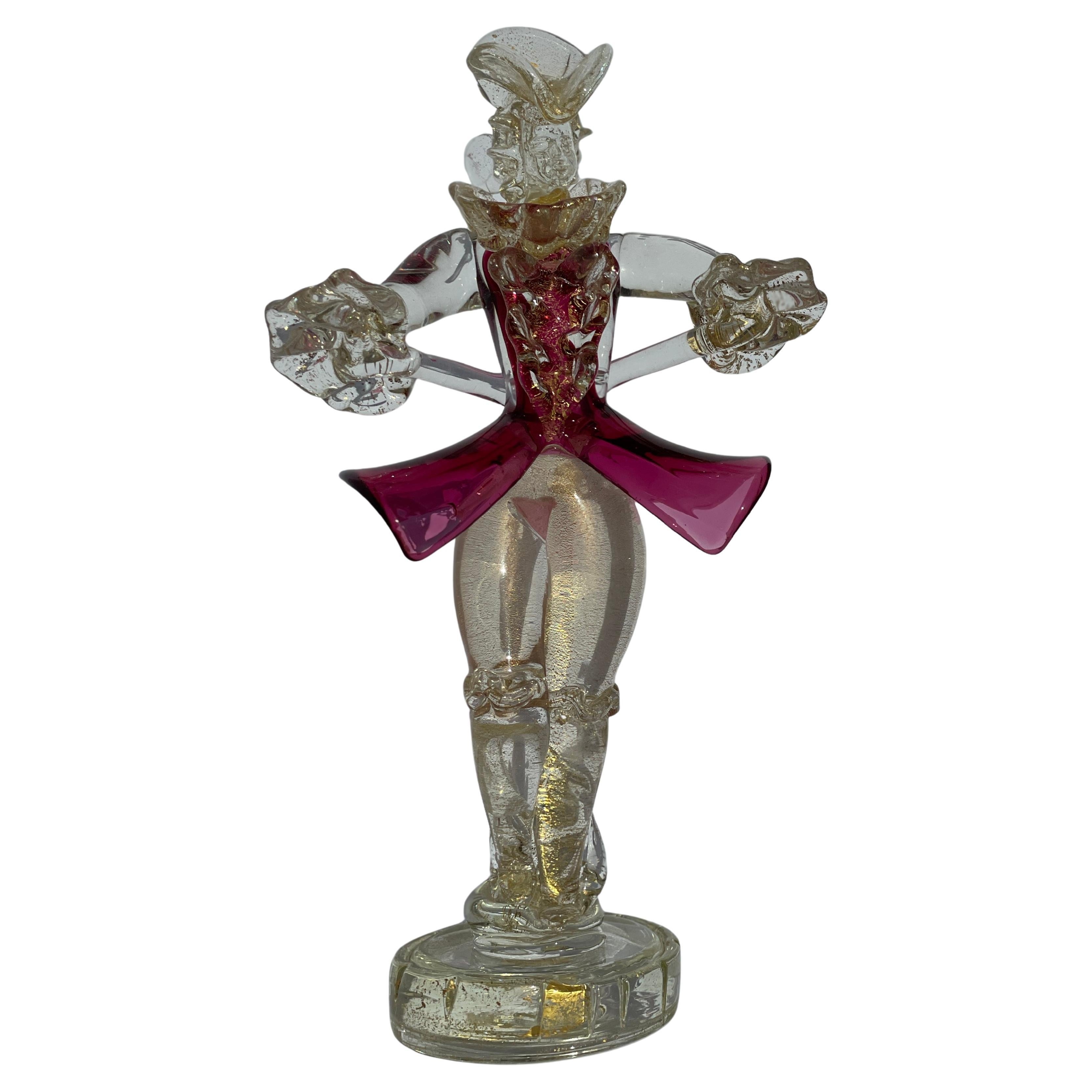 Salviati Cristal de Murano Siglo XVII Figura Hombre Hoja de Oro Arándano Italia en venta
