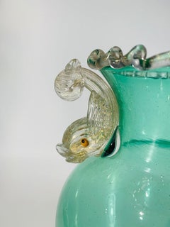 Large Salviati Murano glass green with gold circa 1930 vase.