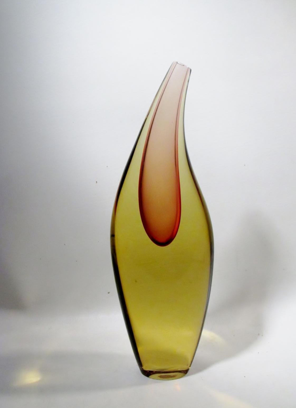 Mid-Century Modern Salviati Murano Glass Large Luciano Gaspari Sommerso Teardrop Vase