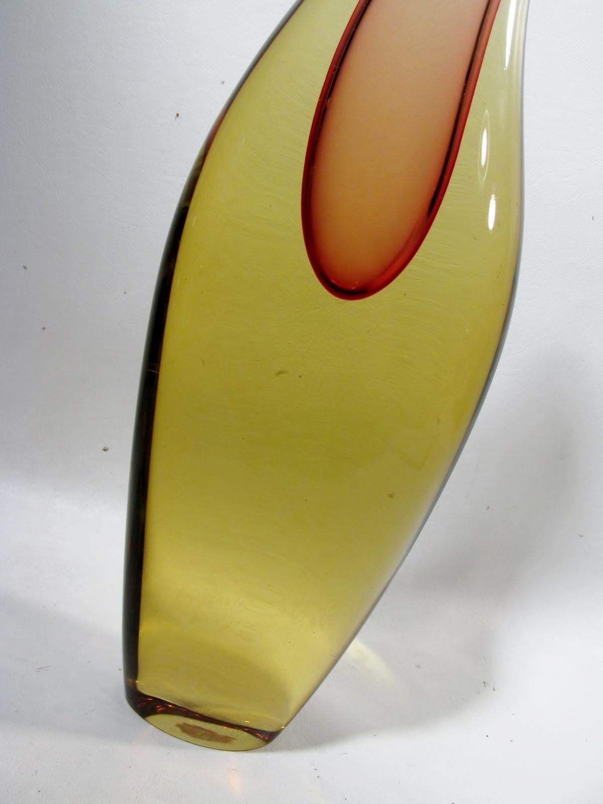 20th Century Salviati Murano Glass Large Luciano Gaspari Sommerso Teardrop Vase