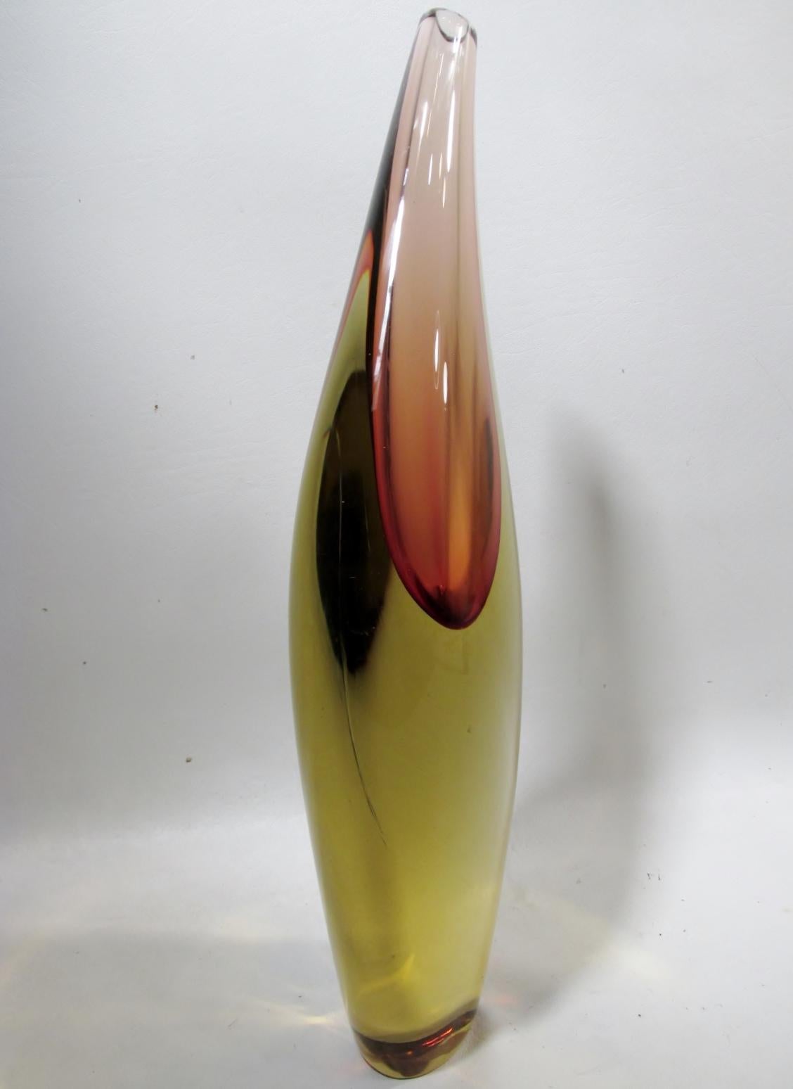 Art Glass Salviati Murano Glass Large Luciano Gaspari Sommerso Teardrop Vase