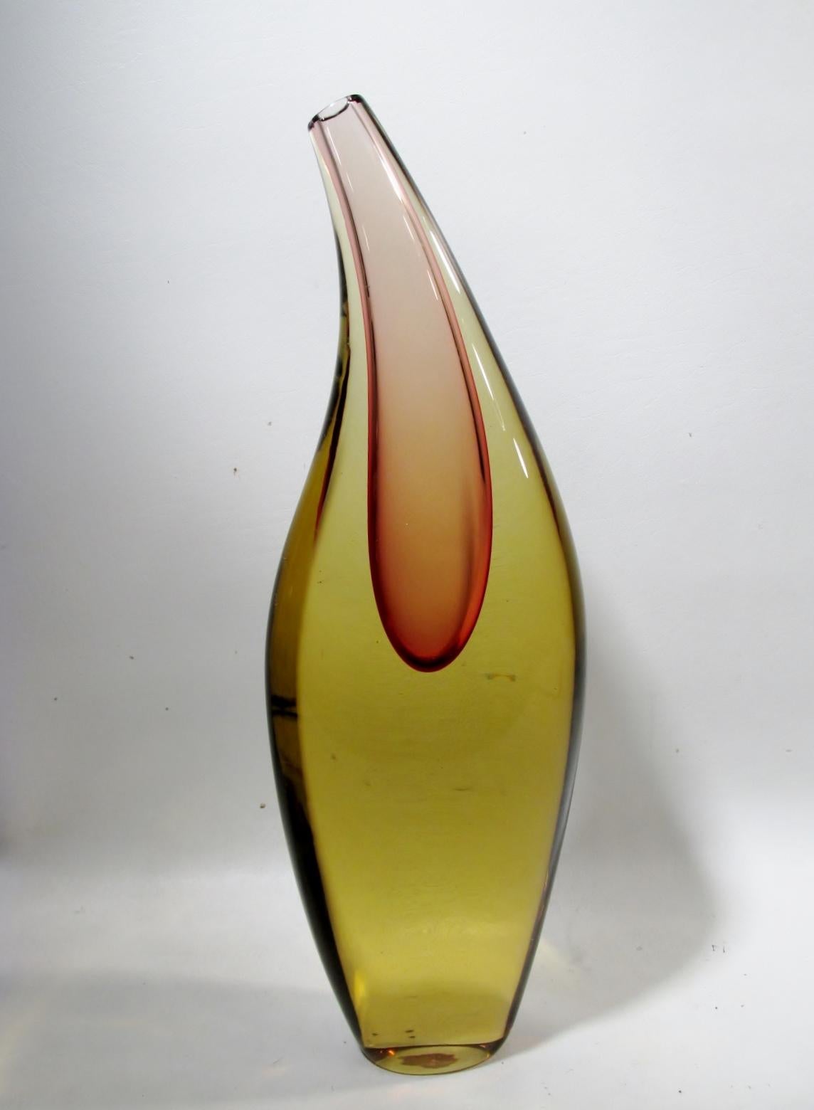 Salviati Murano Glass Large Luciano Gaspari Sommerso Teardrop Vase 1