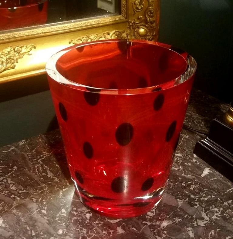 Italian Salviati Murano Glass Vase “Sommerso” Signed For Sale
