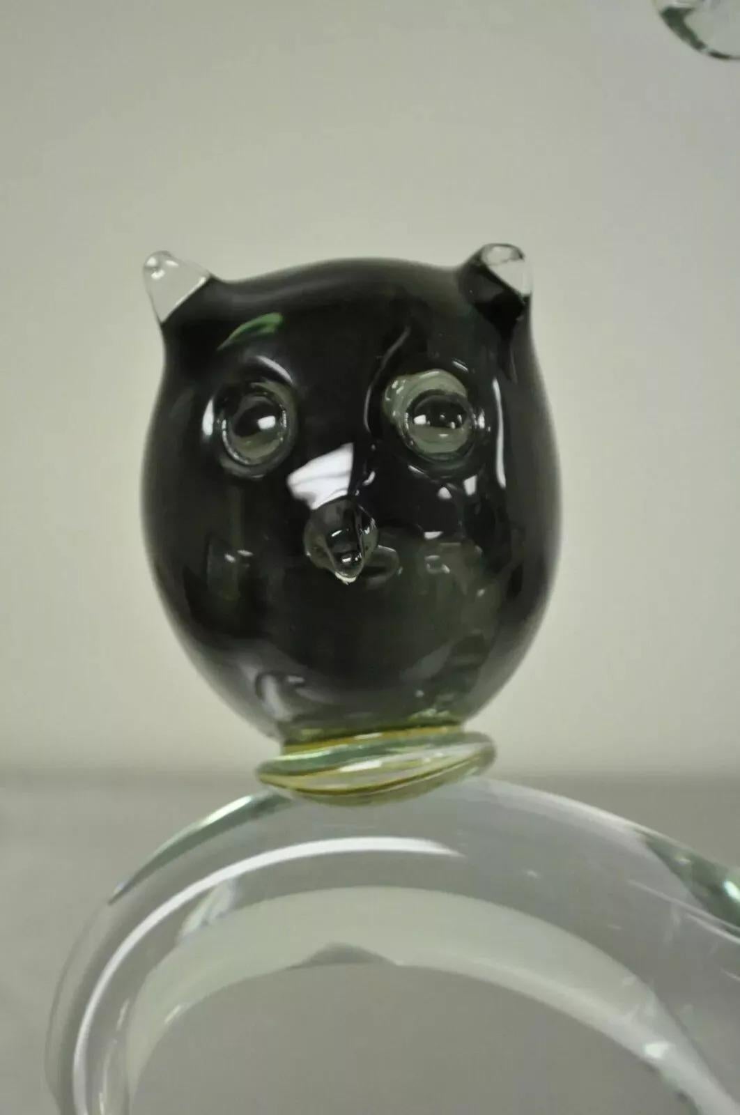 Salviati Murano Italian Modernist Perched Owl on Tree Art Glass Sculpture im Zustand „Gut“ im Angebot in Philadelphia, PA
